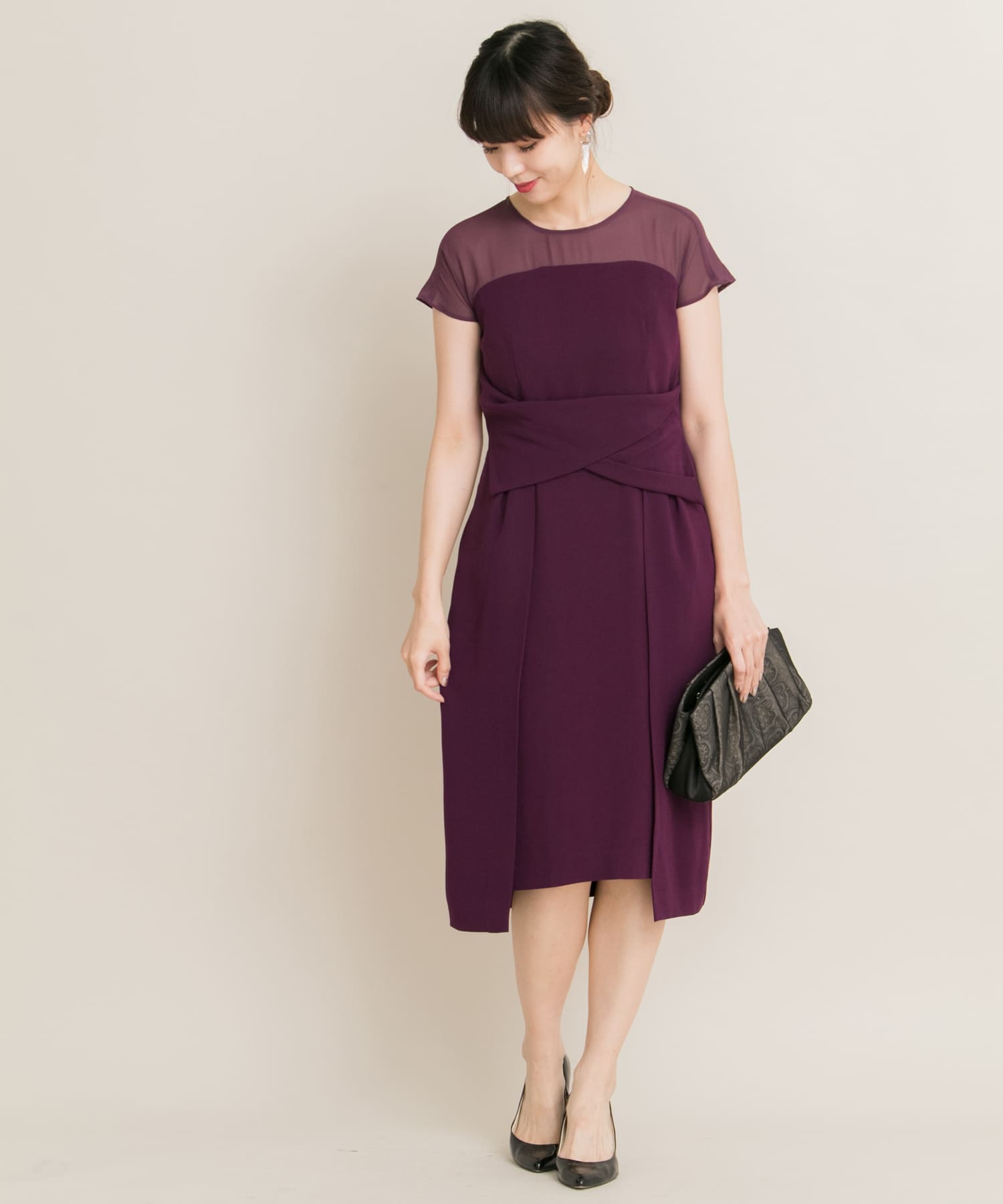 kaene×ROSSO　ウエストマークワンピース∴ PURPLE FREE