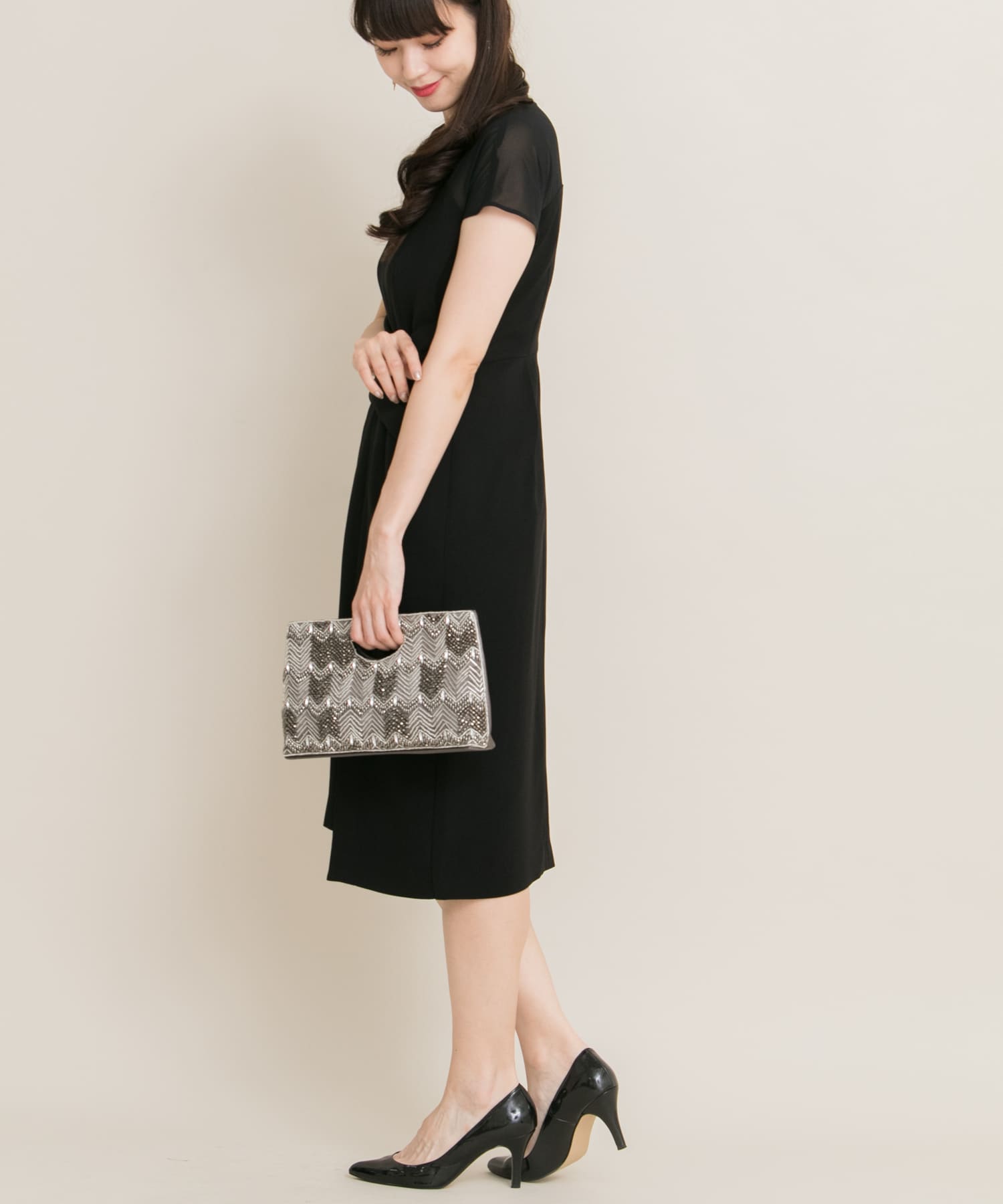 kaene×ROSSO　ウエストマークワンピース∴ BLACK FREE