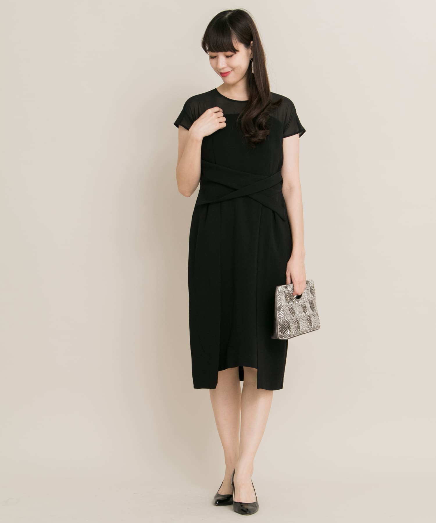 kaene×ROSSO　ウエストマークワンピース∴ BLACK FREE