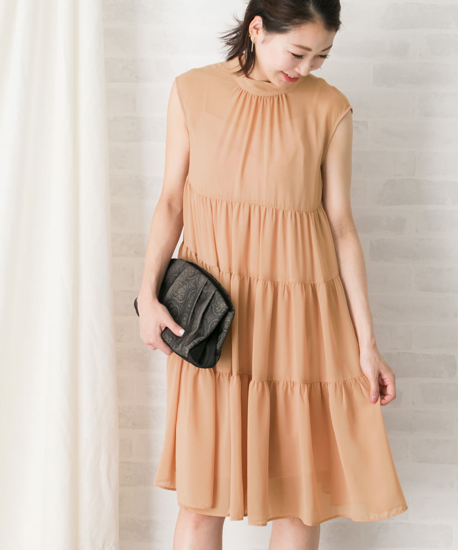 kaene シフォンティアードワンピース(38 PINK): ドレスライン｜URBAN