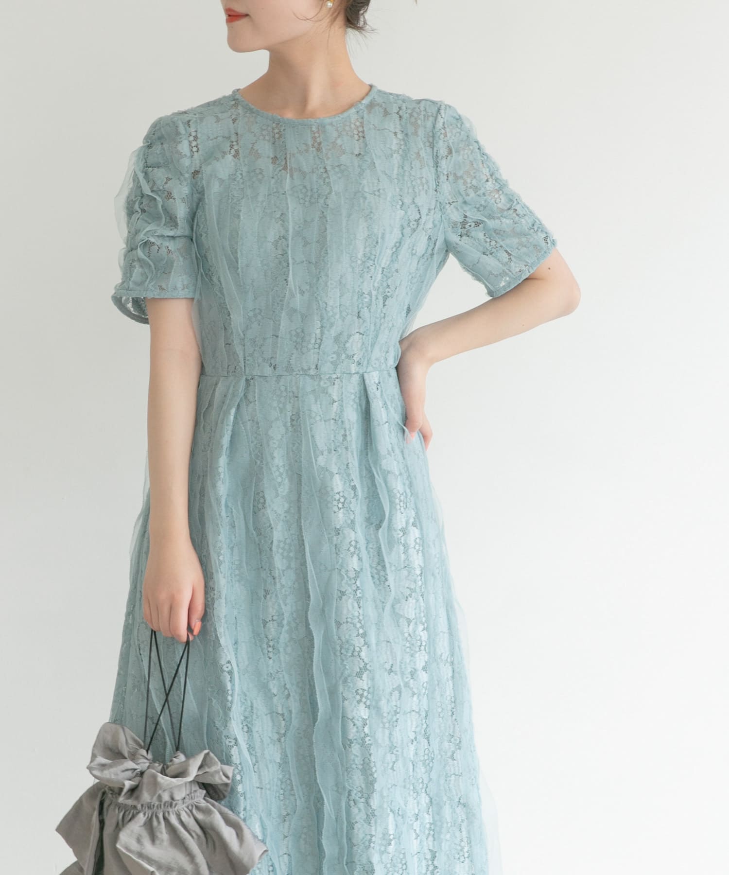 kaene　リボンチュールエプロンドレス mint 38