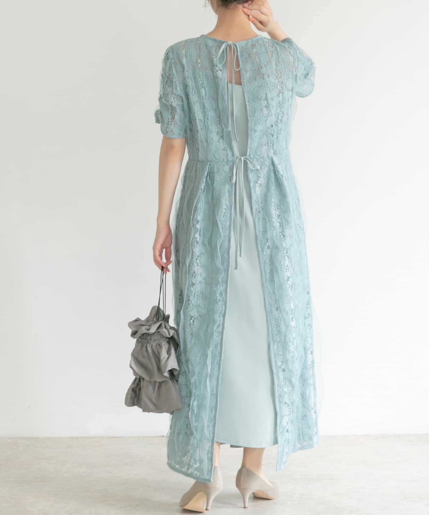 kaene　リボンチュールエプロンドレス mint 38