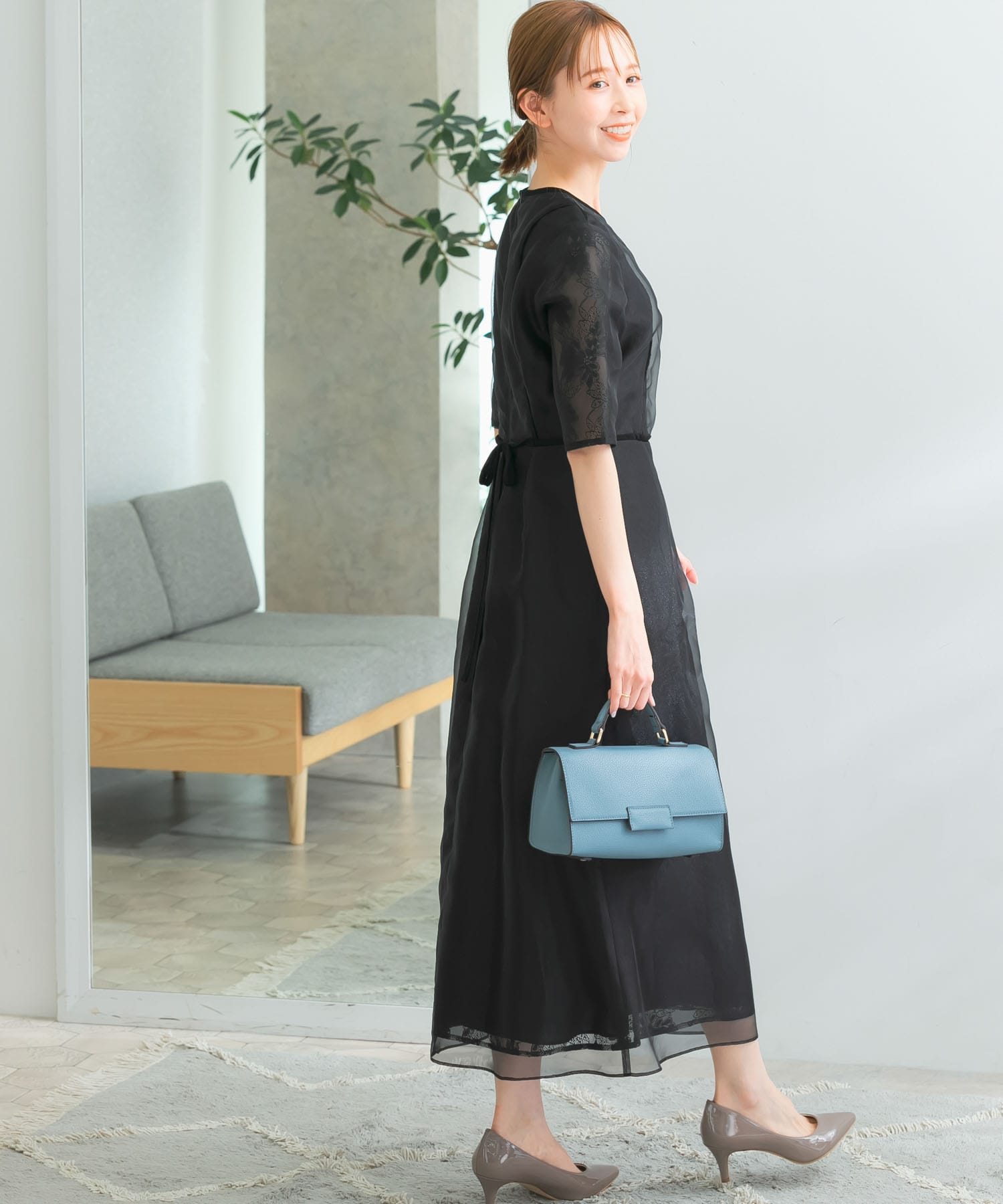 美品＊ kaene シアーレース パイピングドレス mplife Kaene シアー