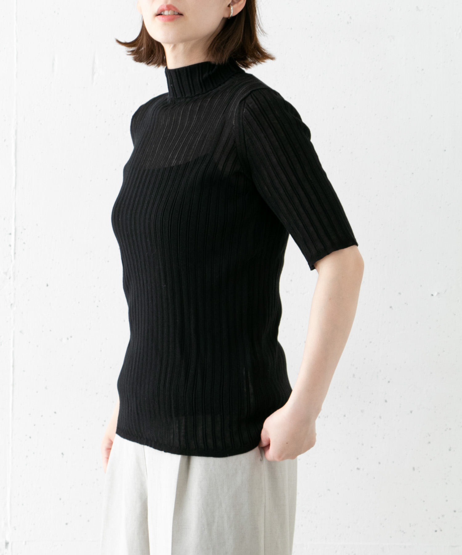 BEIGE,　RATAT KNIT 05 BLACK 4