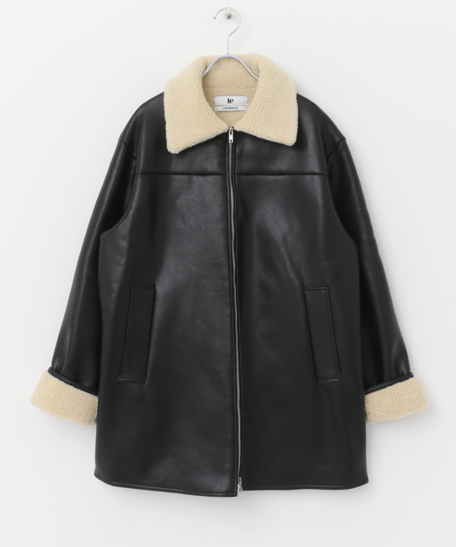 le　fauxleathermustanghalfcoat BLACK FREE