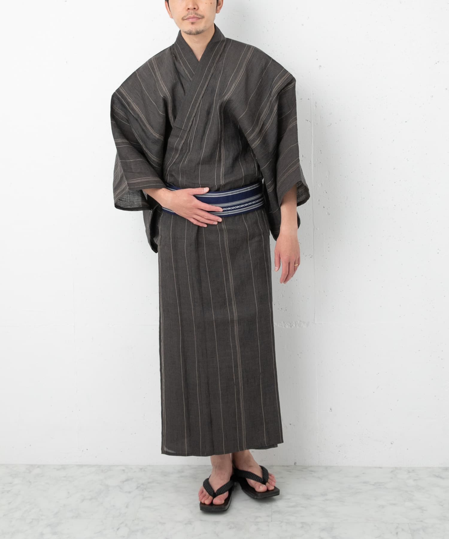紳士ゆかた 本麻 灰 M