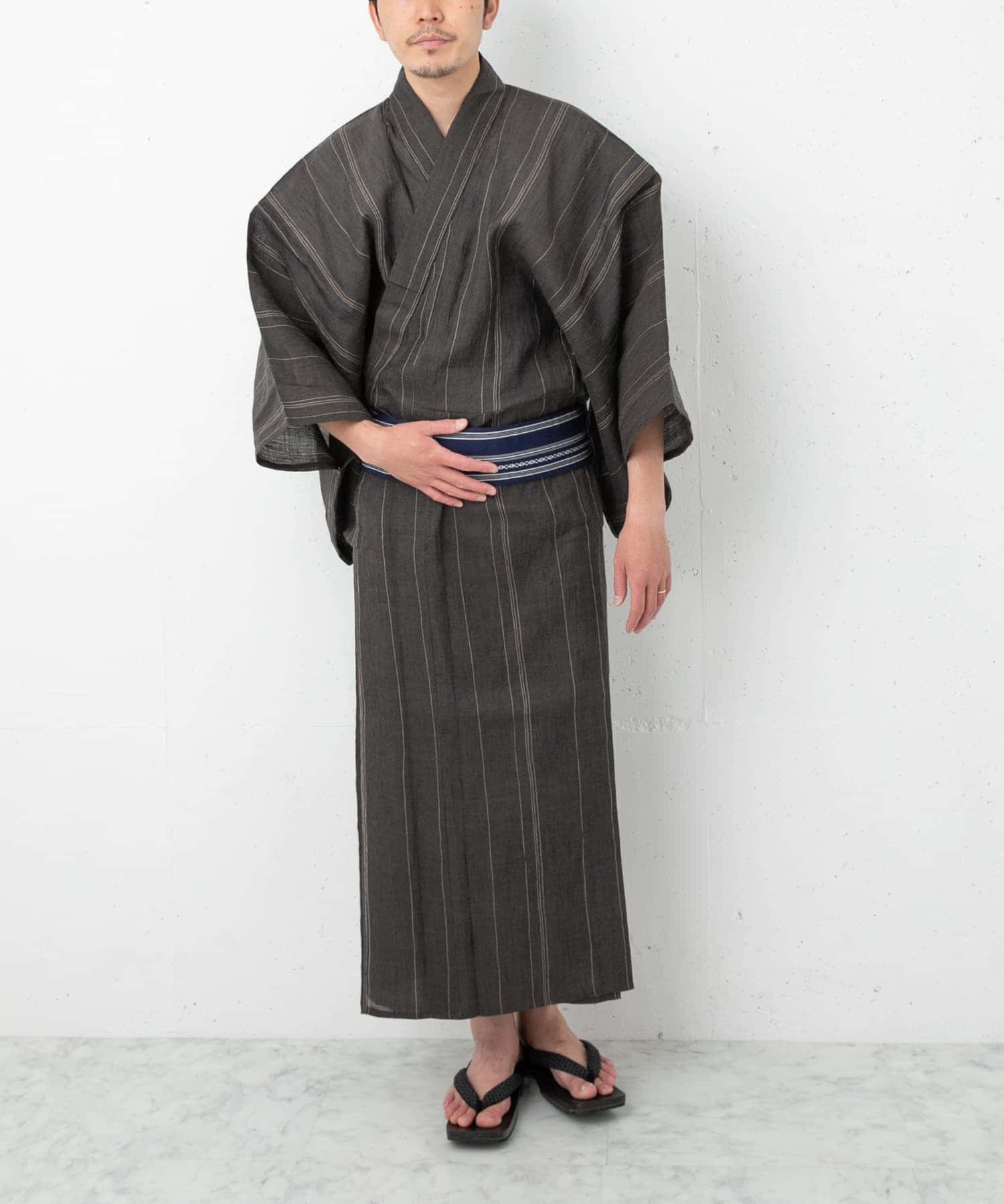 紳士ゆかた 本麻 灰 M