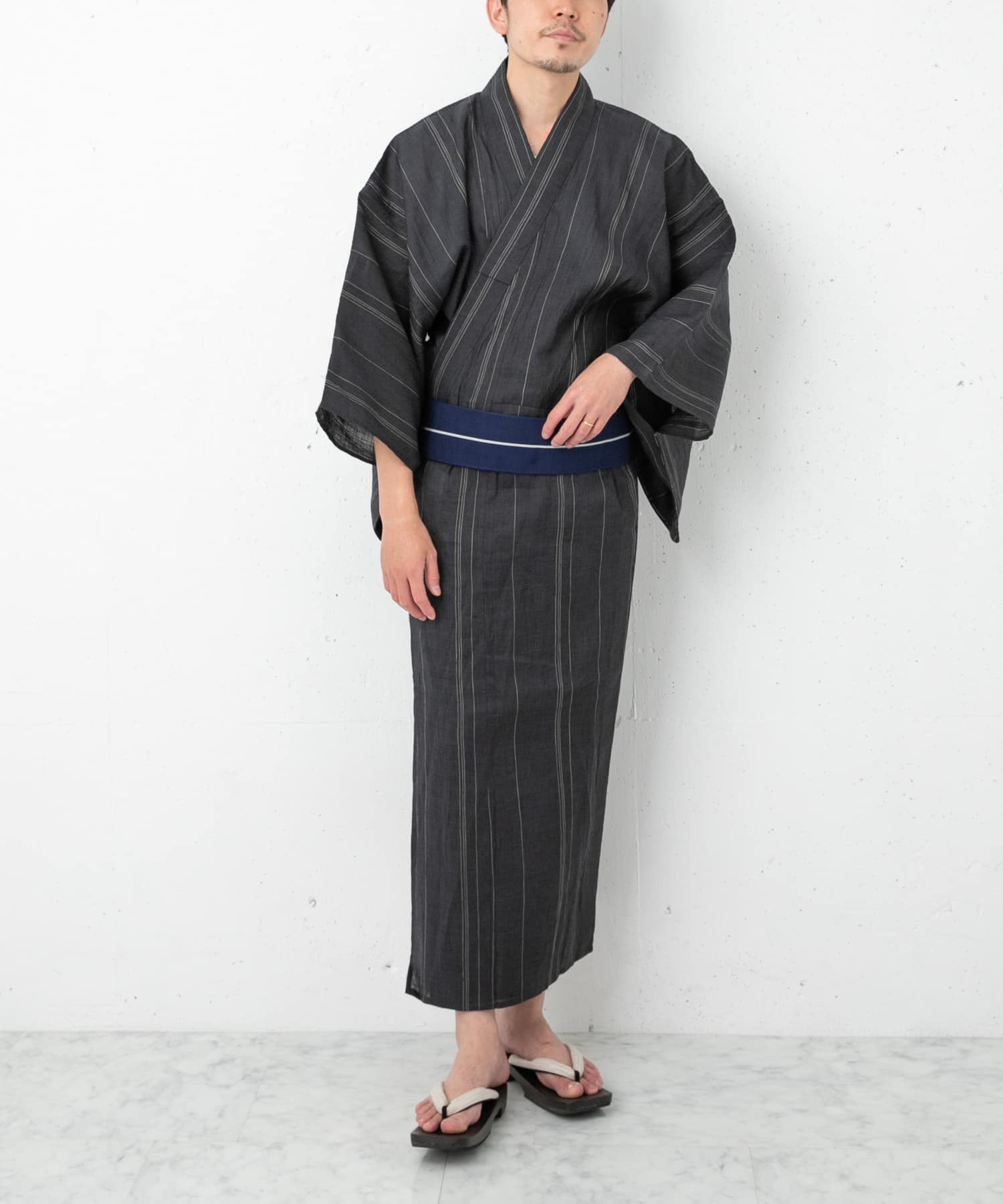 紳士ゆかた 本麻 紺 M