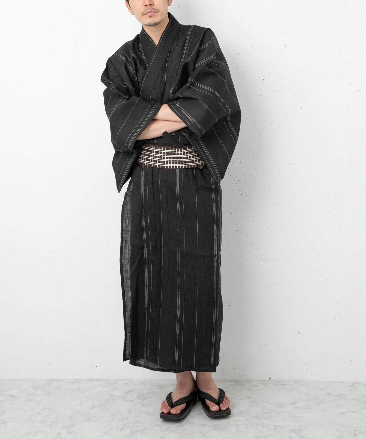 紳士ゆかた 本麻 黒 M