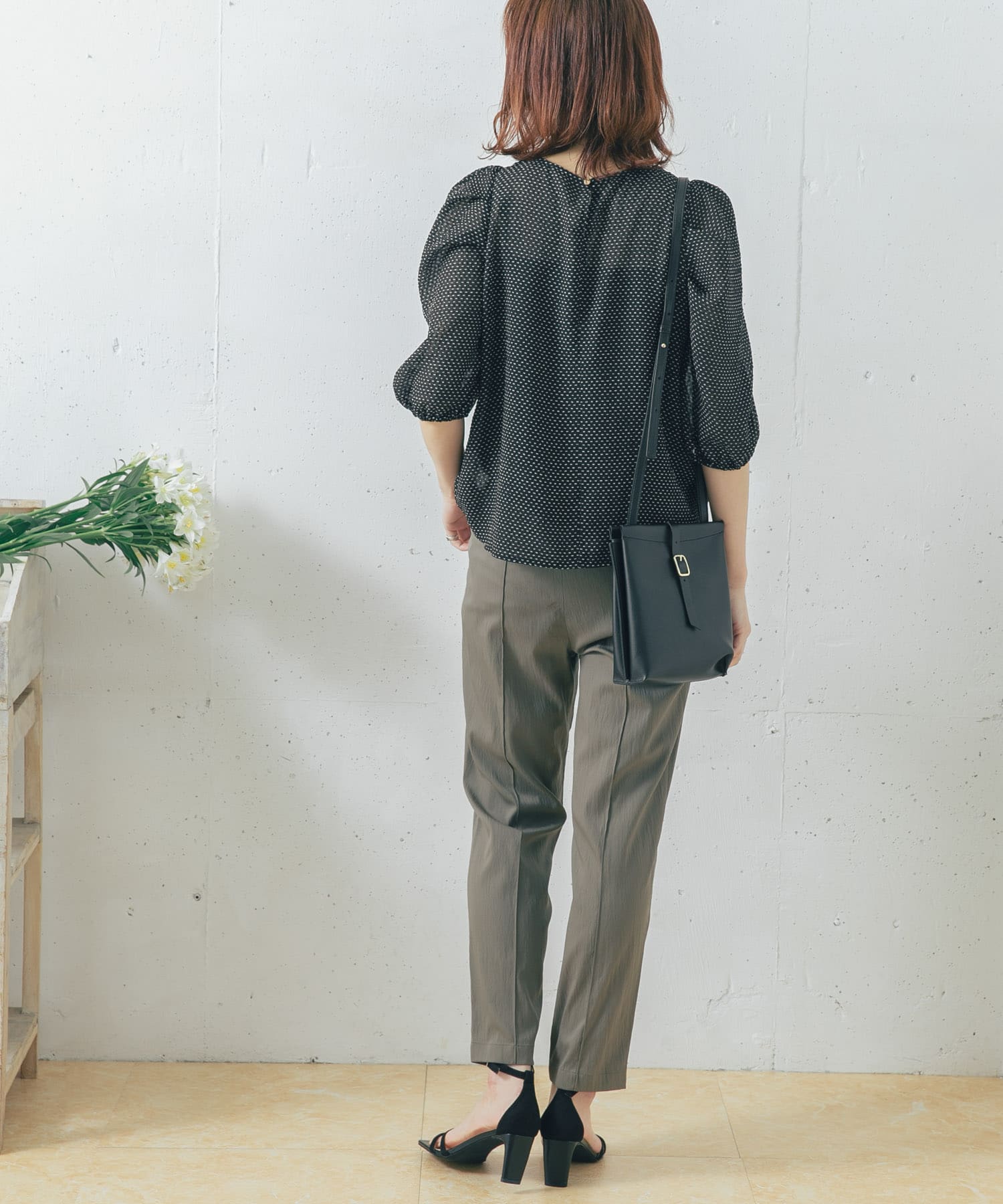 ピンタックテーパードパンツ KHAKI 36
