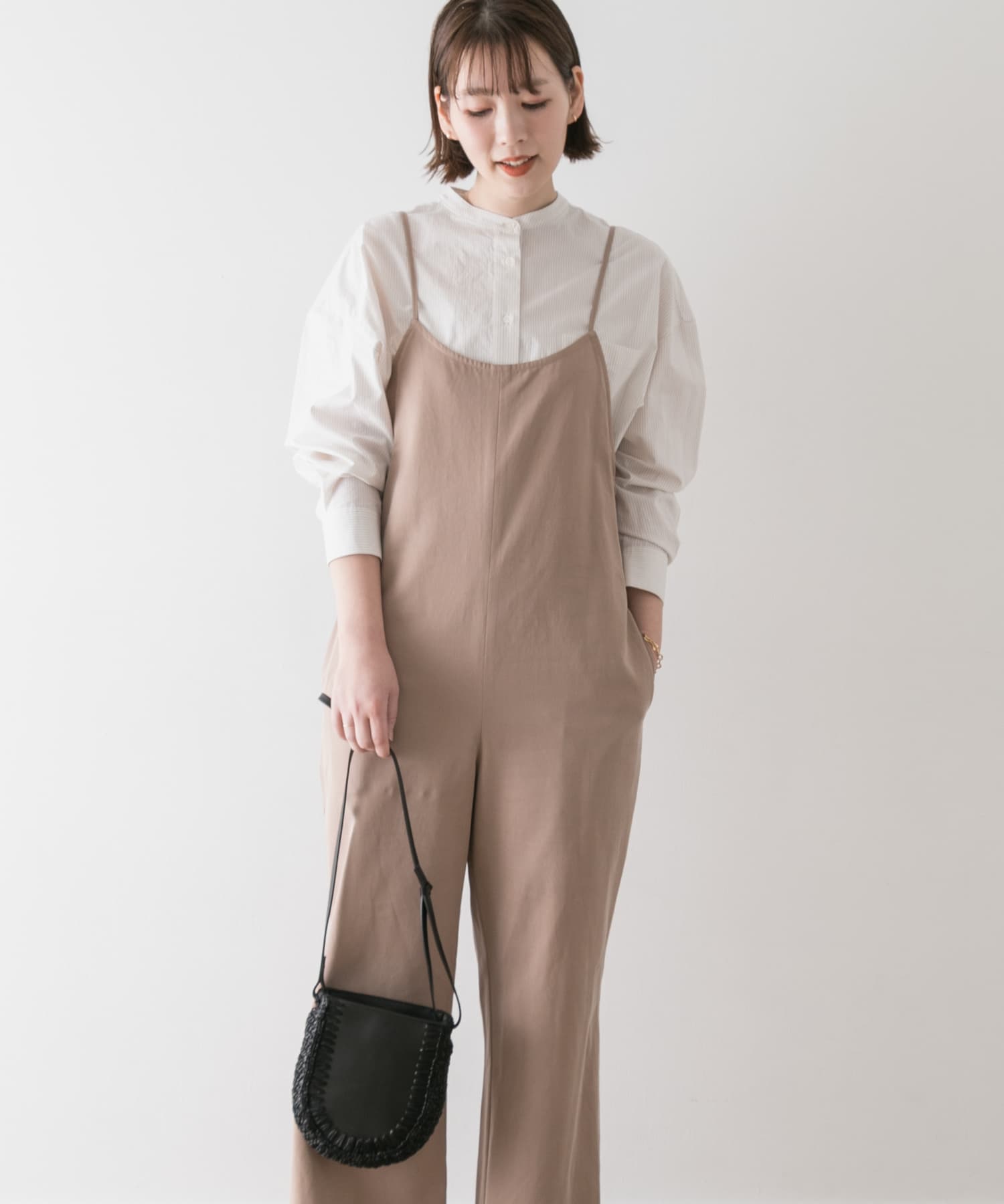 F by ROSSO　コットンレーヨンオールインワン∴ BEIGE 36