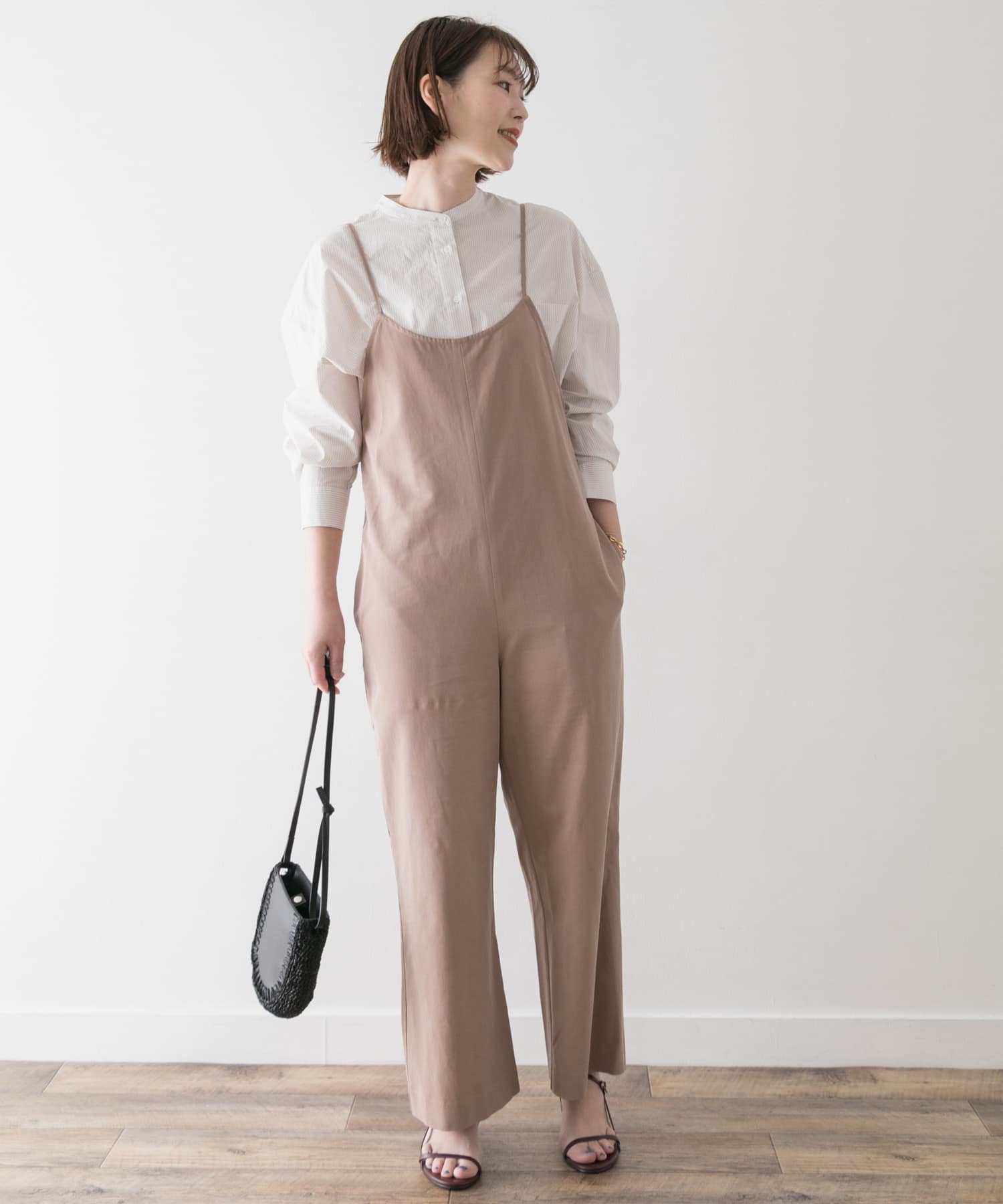 F by ROSSO　コットンレーヨンオールインワン∴ BEIGE 36