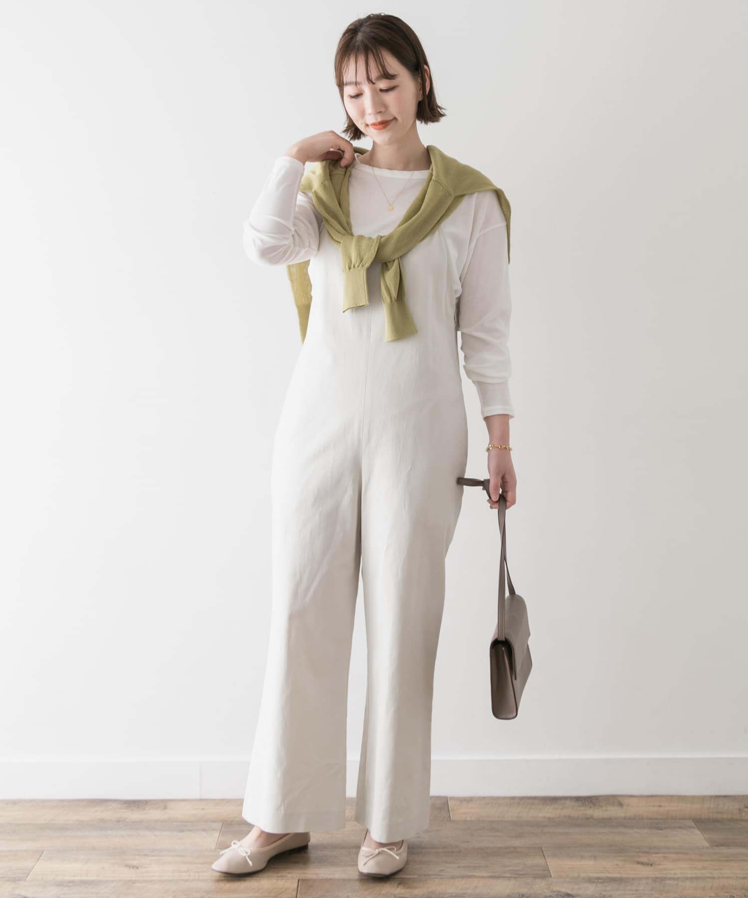 F by ROSSO　コットンレーヨンオールインワン∴ OFF WHITE 36