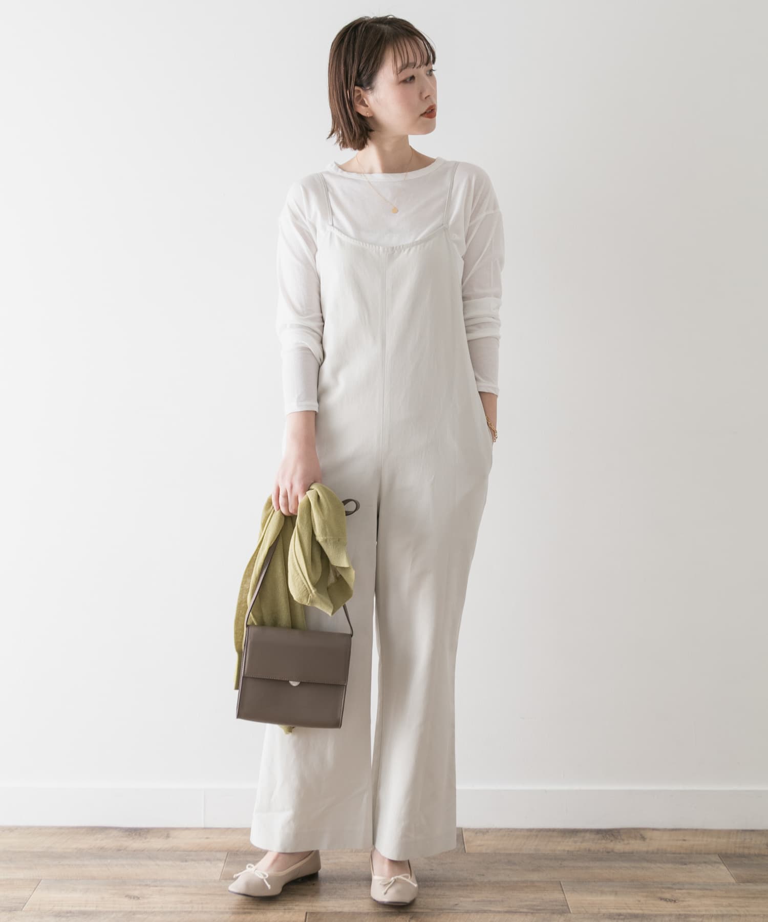 F by ROSSO　コットンレーヨンオールインワン∴ OFF WHITE 36