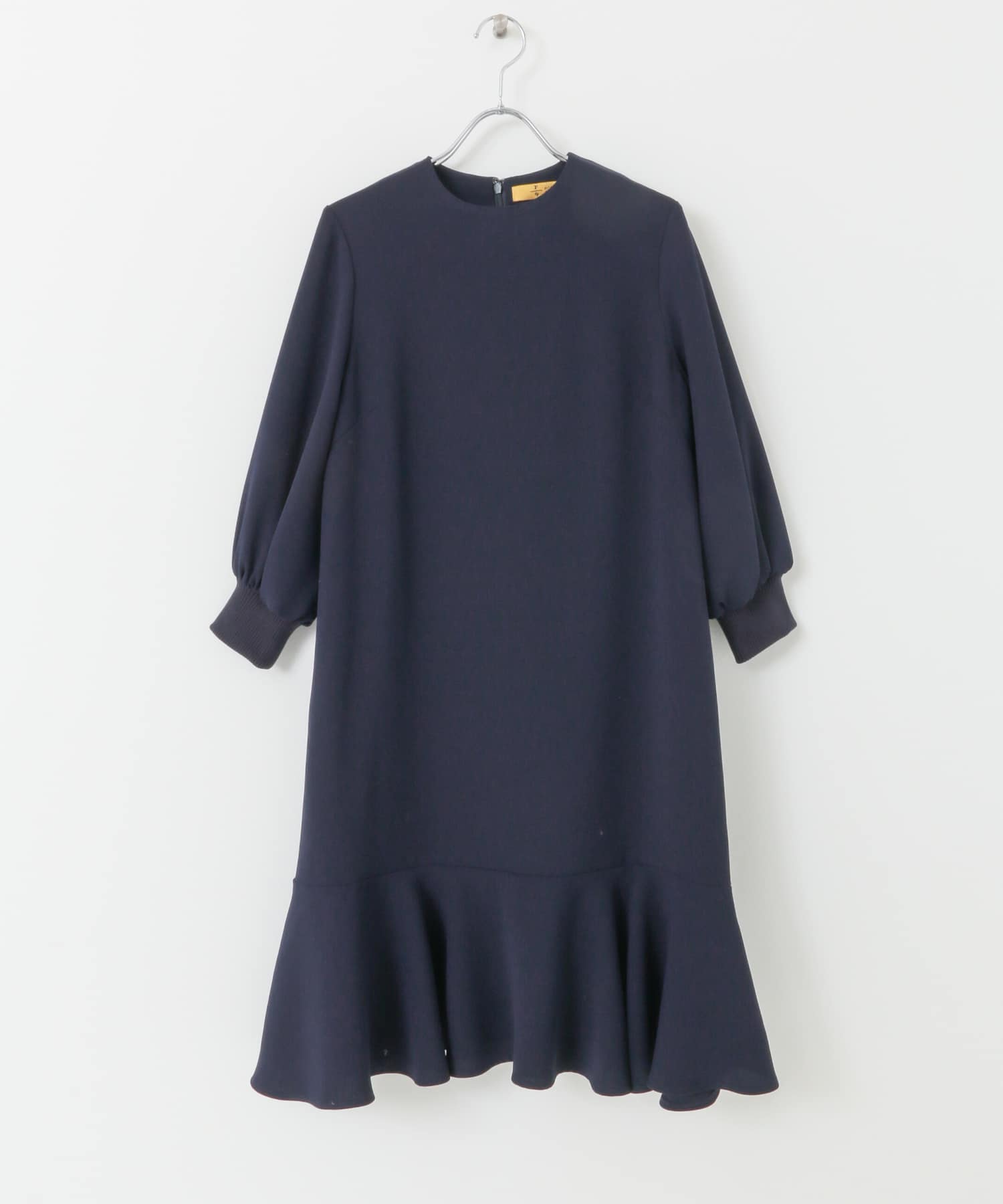 F by ROSSO　ジョーゼット裾フレアワンピース∴ NAVY FREE