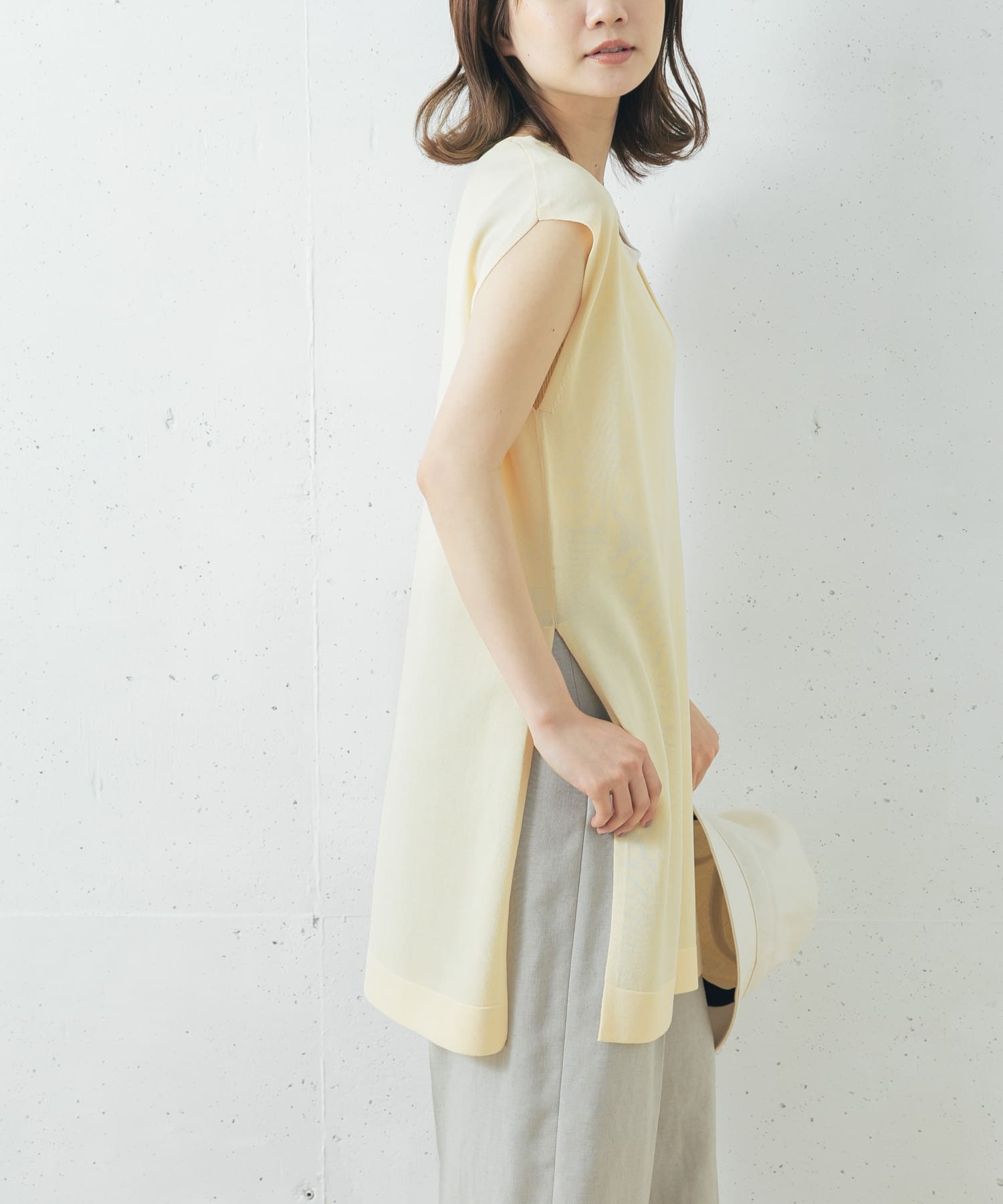 チュニックニットベスト IVORY FREE