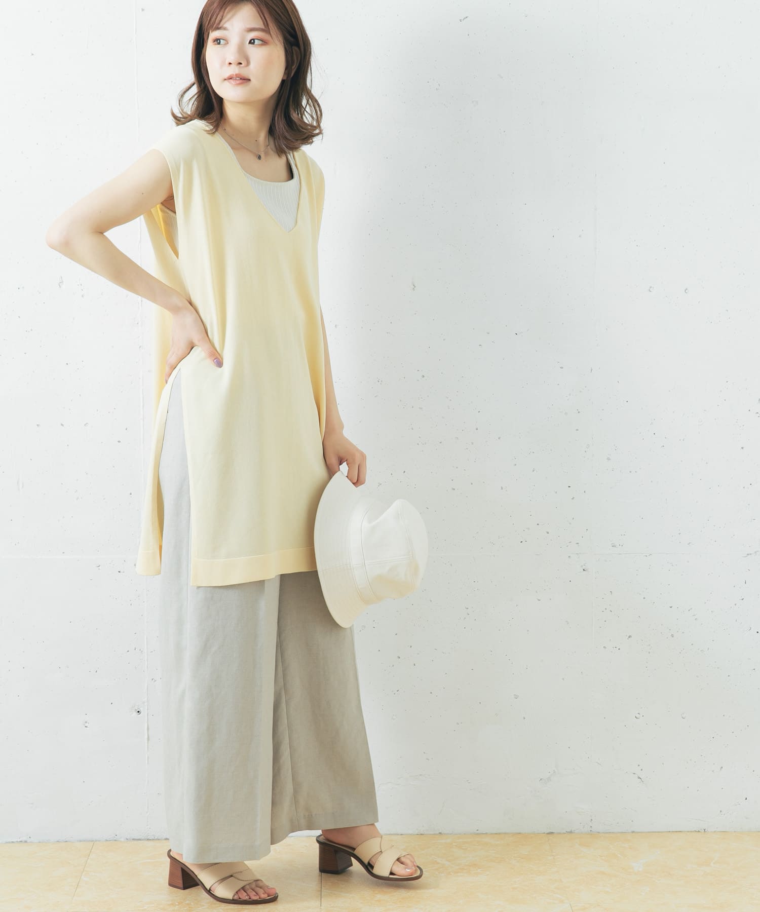 チュニックニットベスト IVORY FREE
