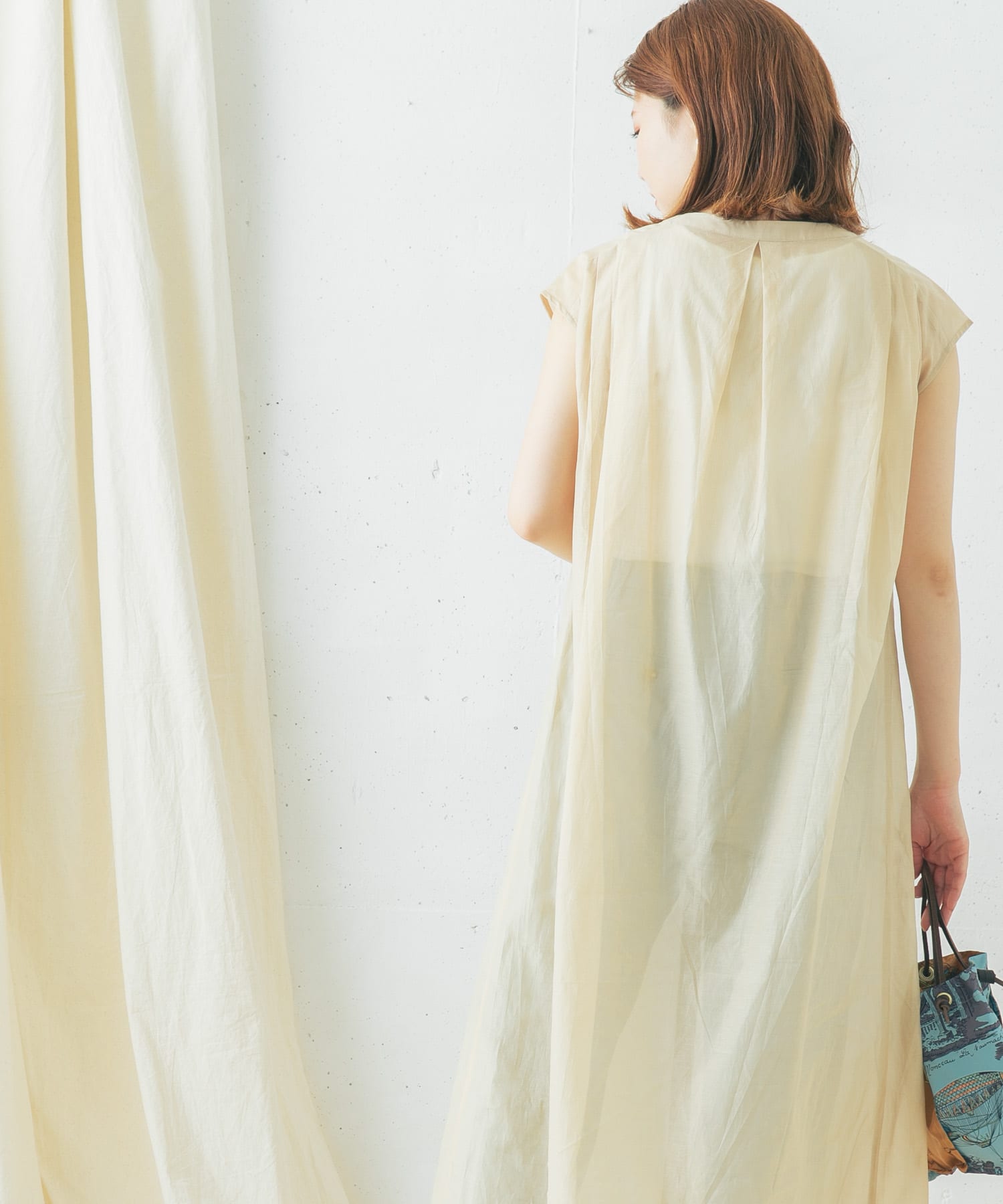 コットンシルクフレンチガウンワンピース BEIGE FREE