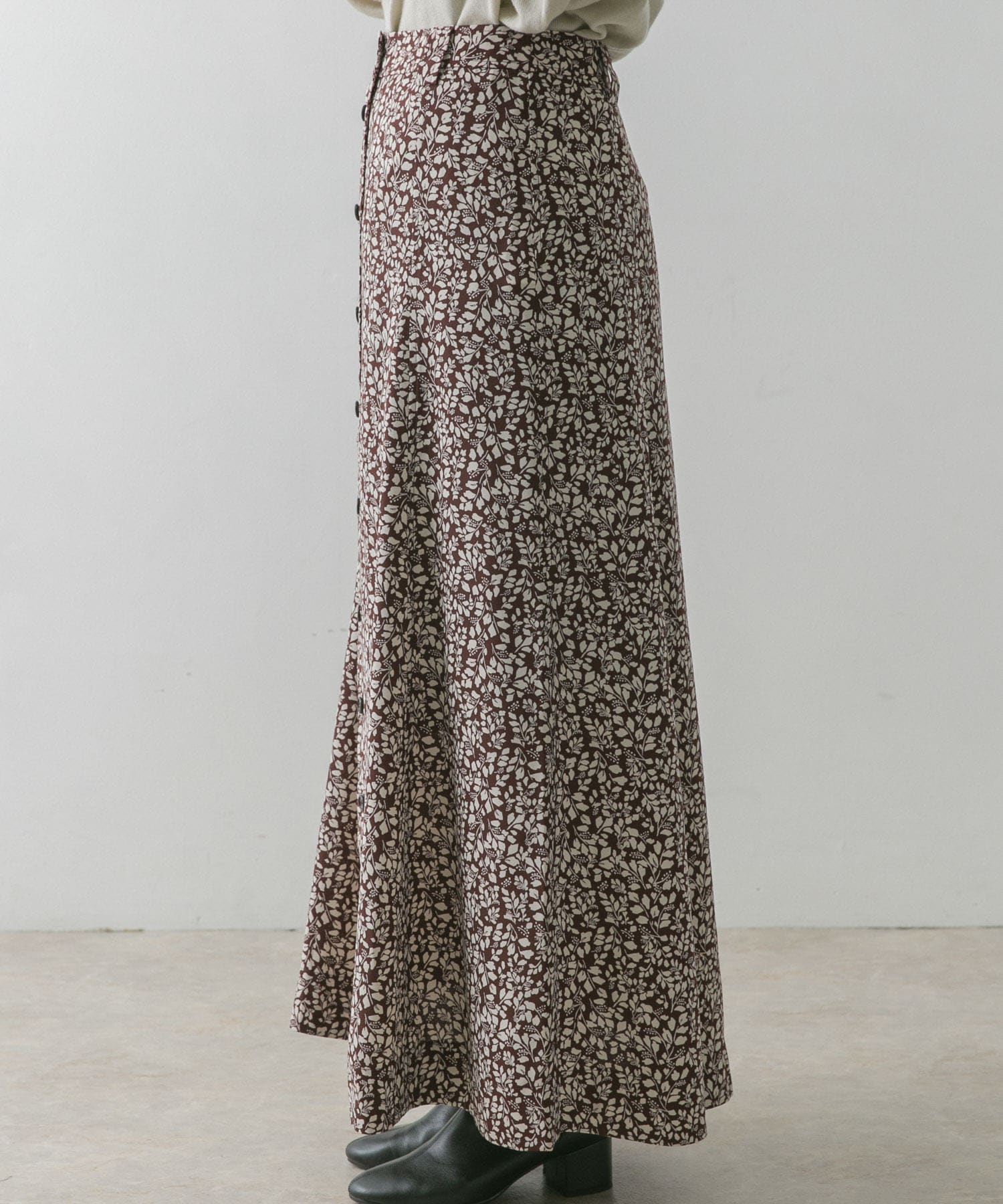 フロント釦ナロースカート BROWN 36