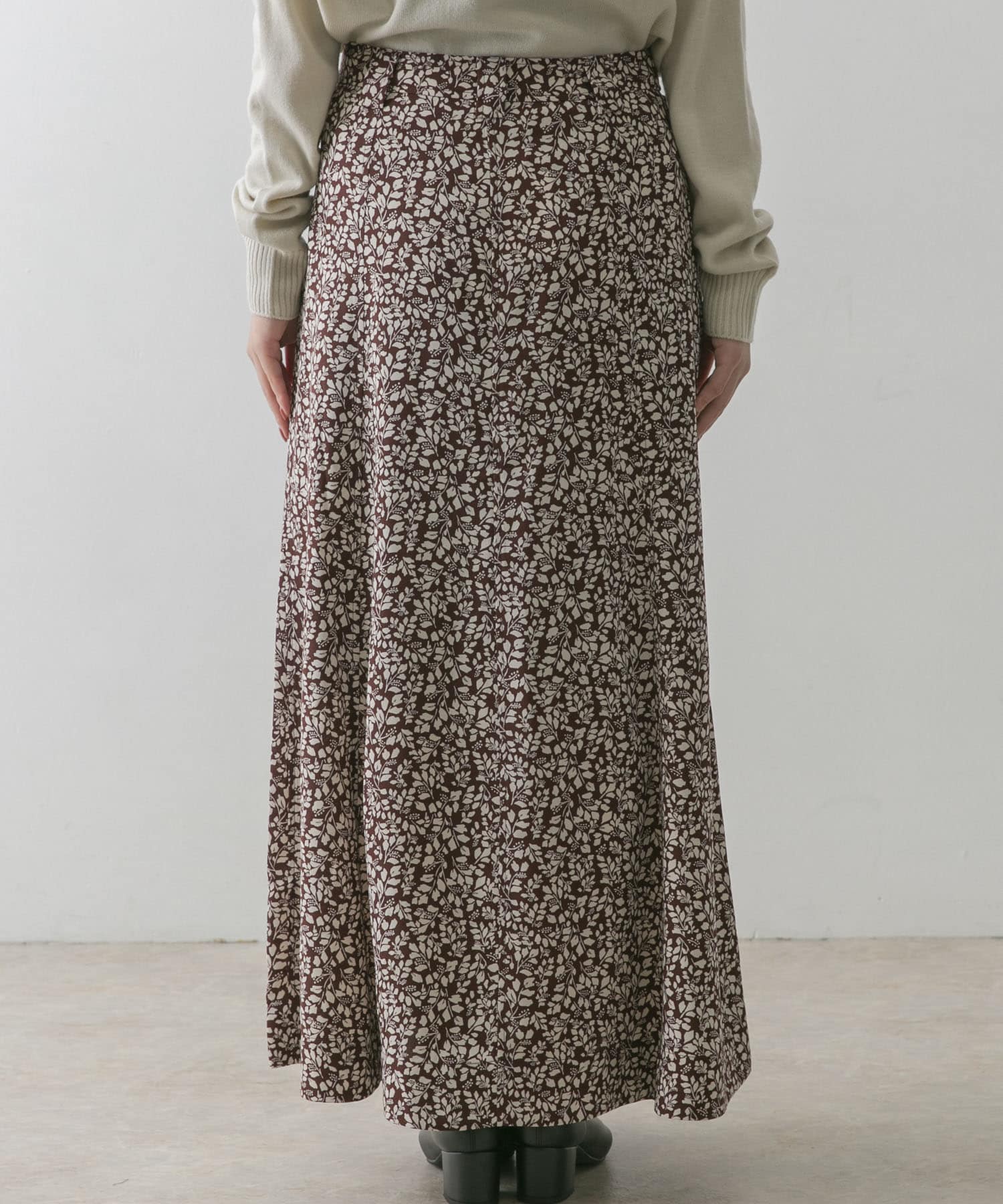 フロント釦ナロースカート BROWN 36