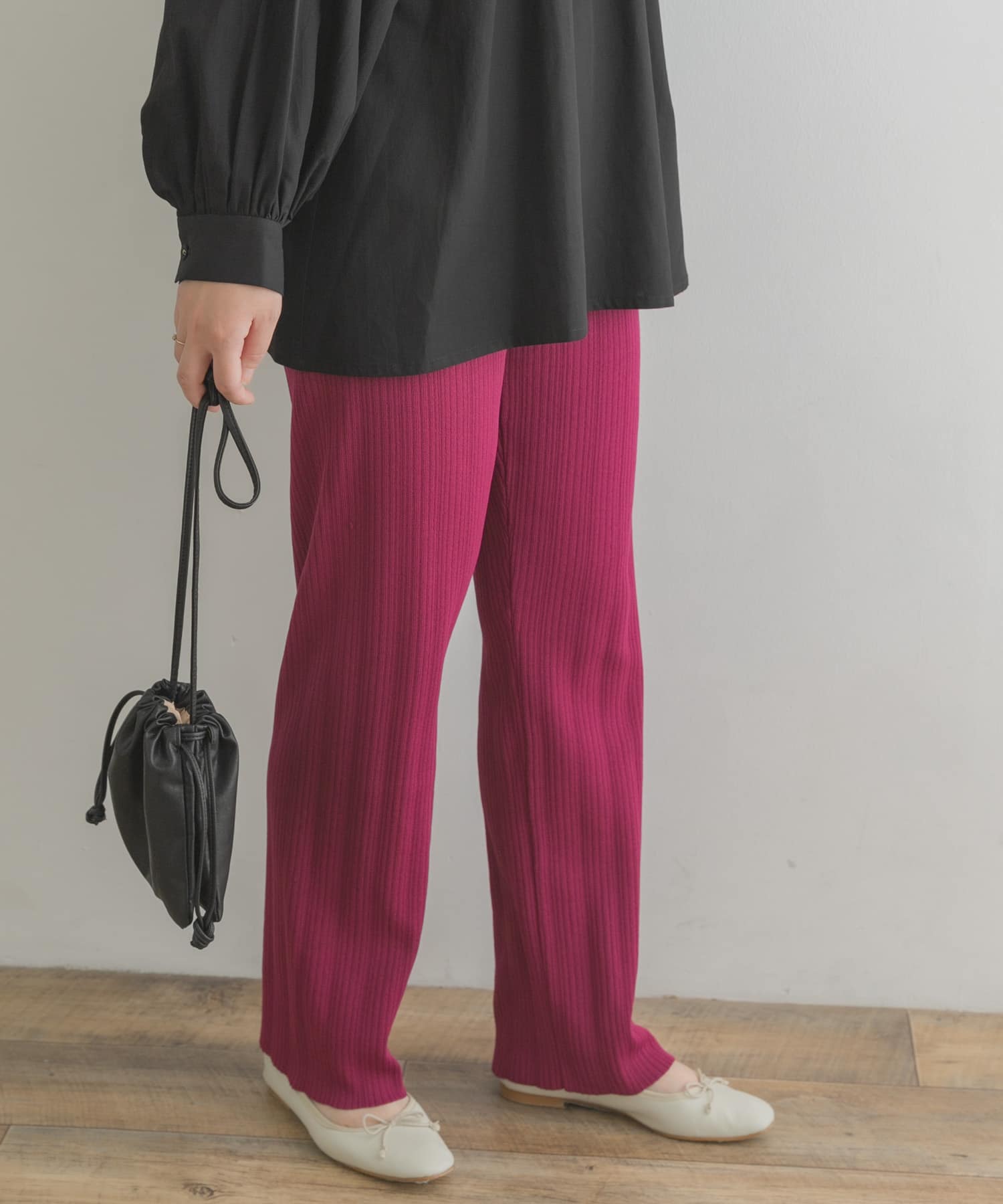 F by ROSSO　ウォッシャブルニットリブパンツ