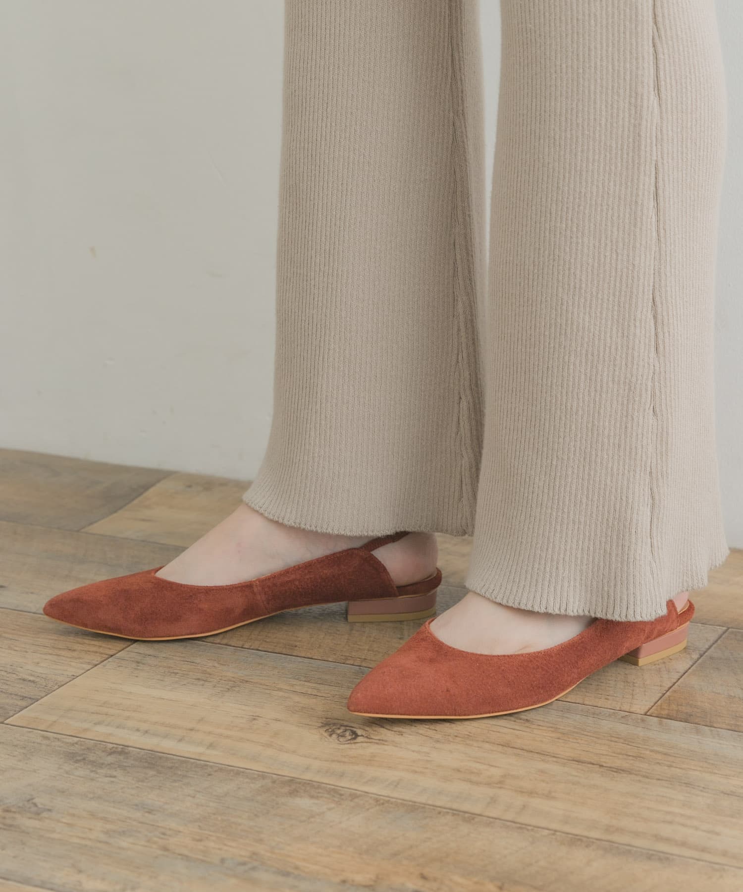 『MADE IN JAPAN』F by ROSSO　バックストラップスウェードパンプス TERRACOTTA 36