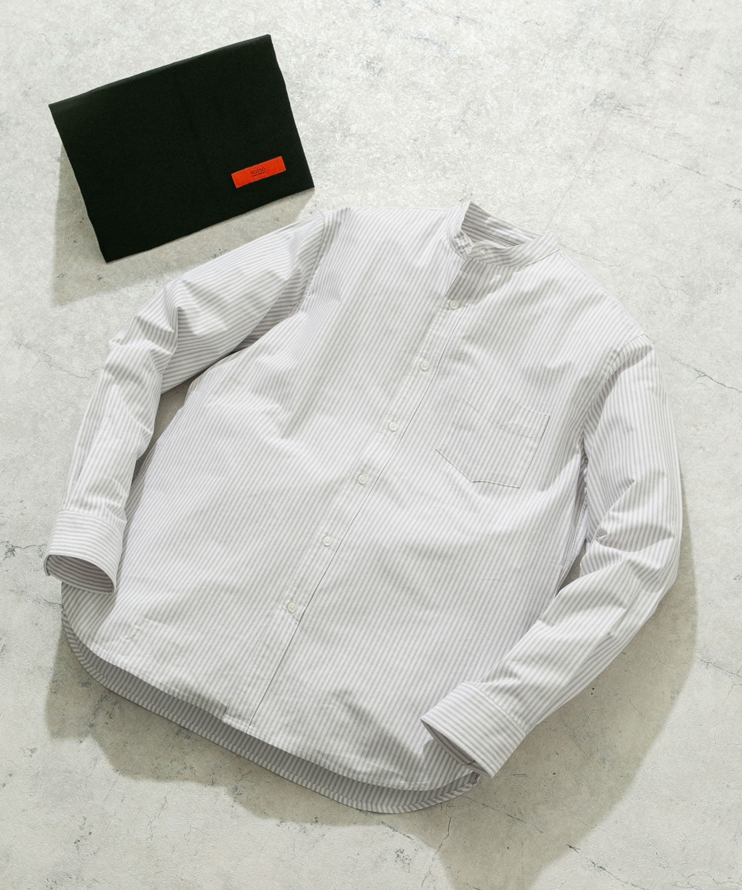 『WEB限定』『XXLサイズあり』『抗菌/消臭』ハイパフォーマンスオックスバンドカラーシャツ GRY STRIPE S