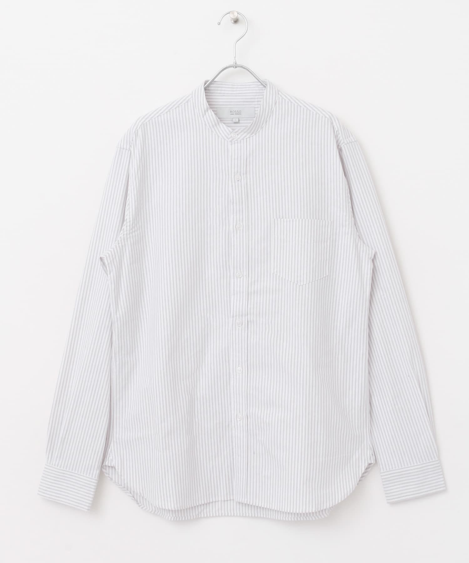 『WEB限定』『XXLサイズあり』『抗菌/消臭』ハイパフォーマンスオックスバンドカラーシャツ GRY STRIPE S