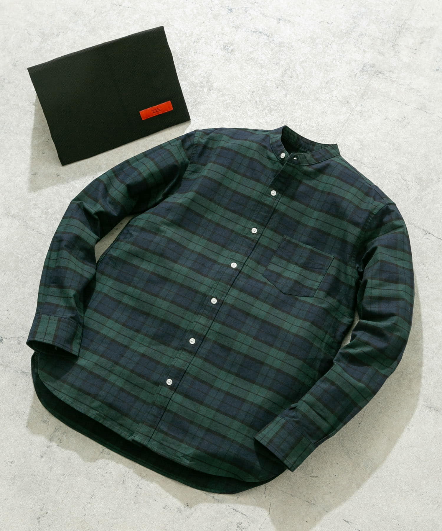 『WEB限定』『XXLサイズあり』『抗菌/消臭』ハイパフォーマンスオックスバンドカラーシャツ BLK WATCH S