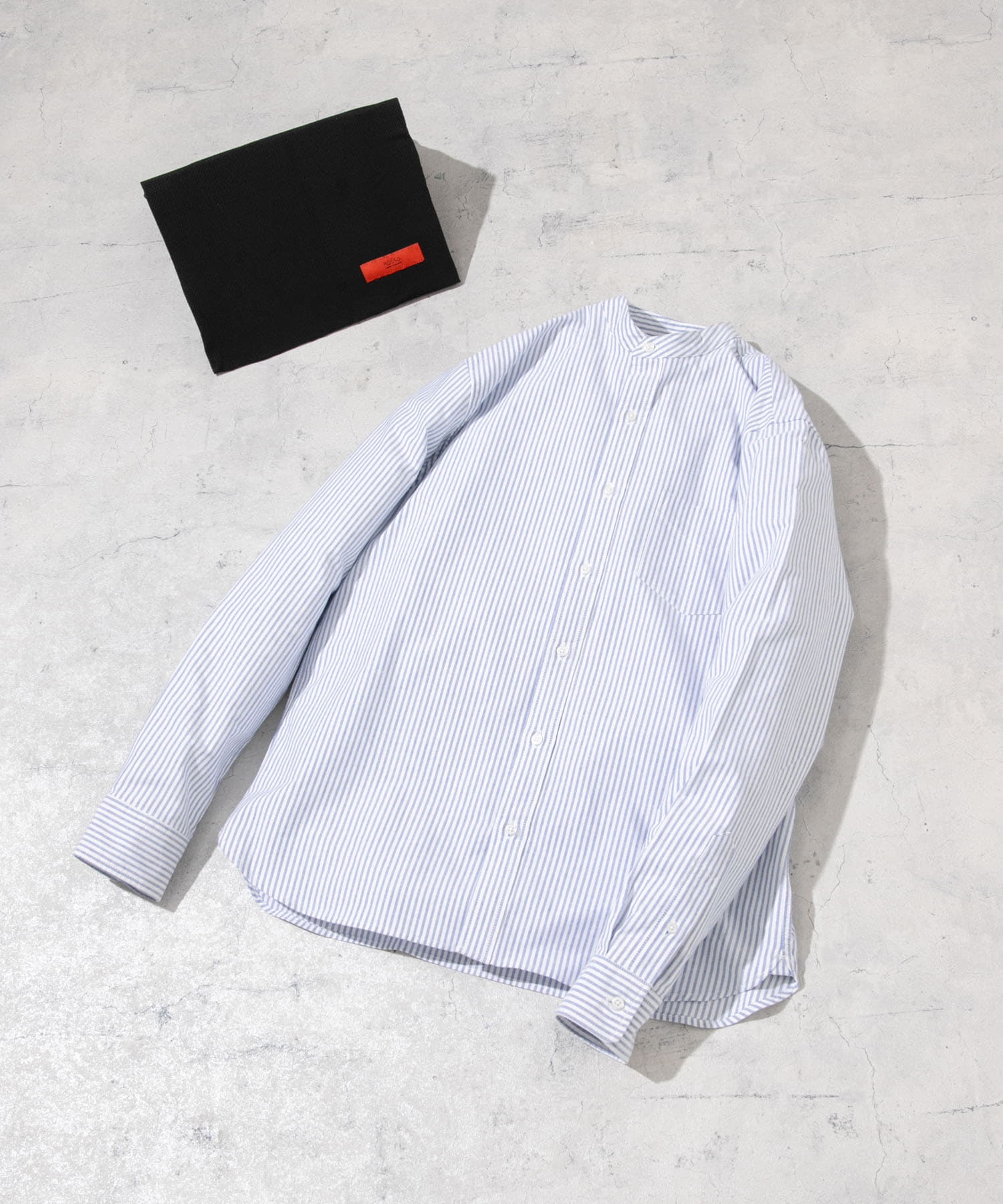 『WEB限定』『XXLサイズあり』『抗菌/消臭』ハイパフォーマンスオックスバンドカラーシャツ SAX STRIPE S