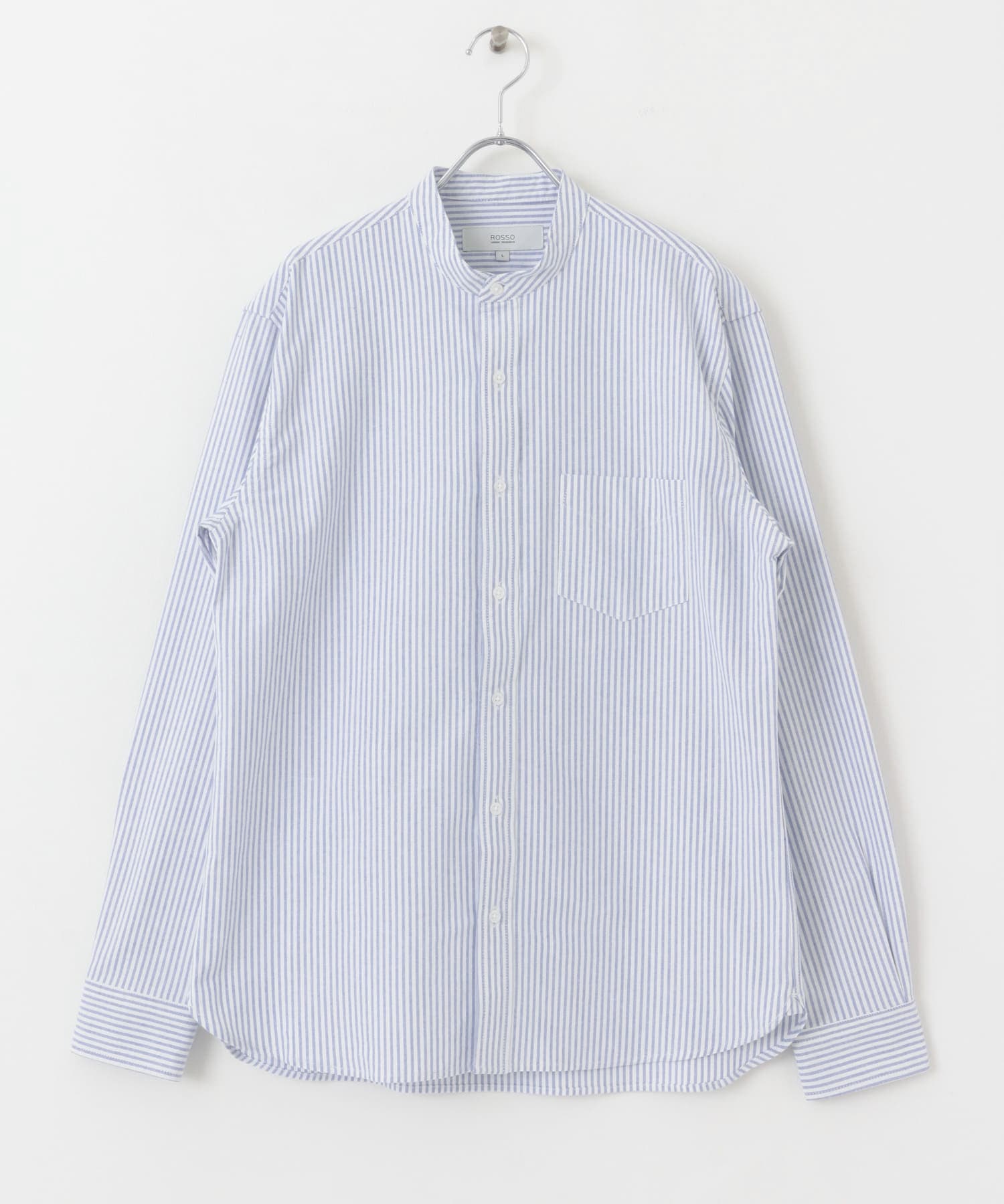 『WEB限定』『XXLサイズあり』『抗菌/消臭』ハイパフォーマンスオックスバンドカラーシャツ SAX STRIPE S