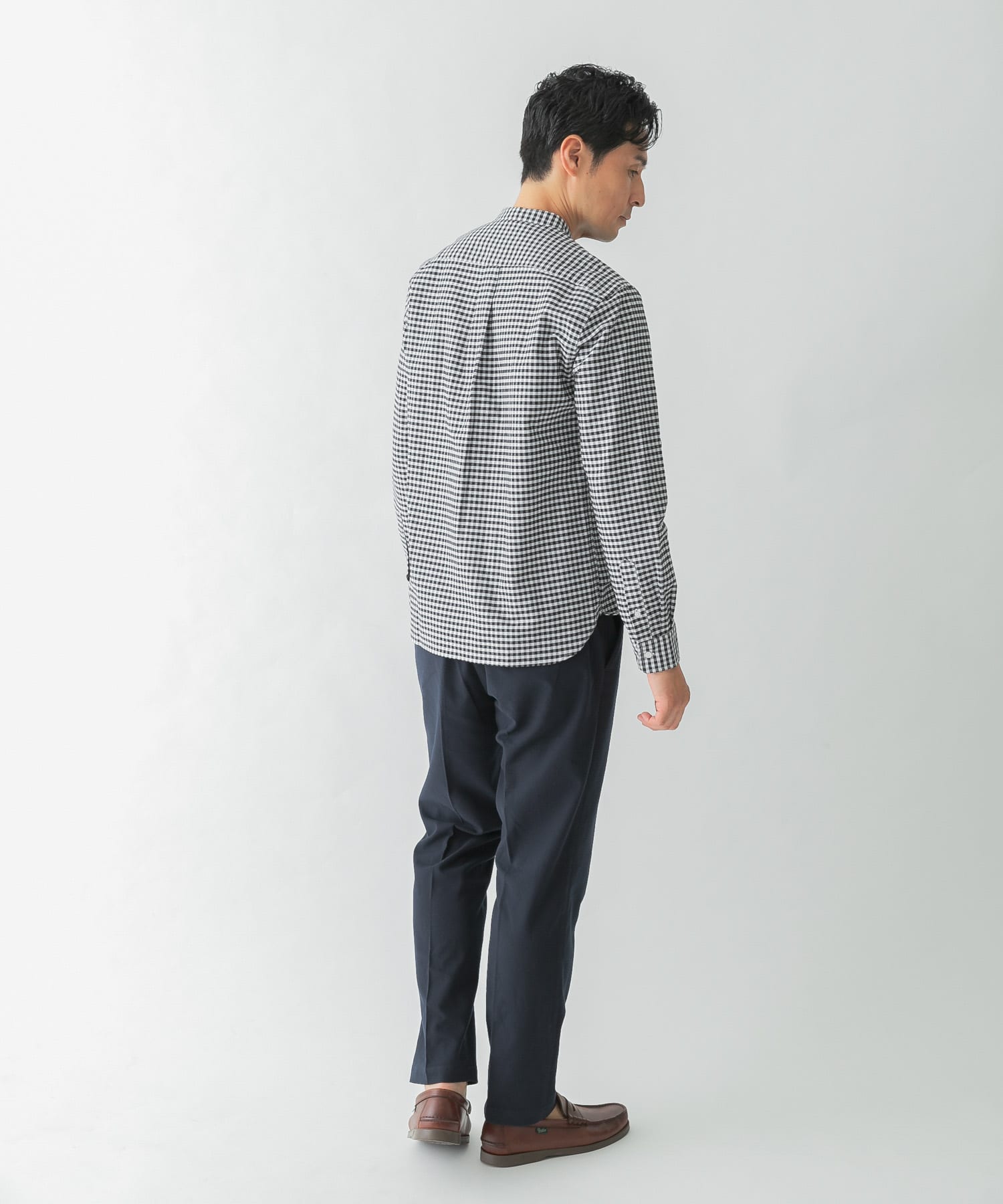 『WEB限定』『XXLサイズあり』『抗菌/消臭』ハイパフォーマンスオックスバンドカラーシャツ BLK CHECK S