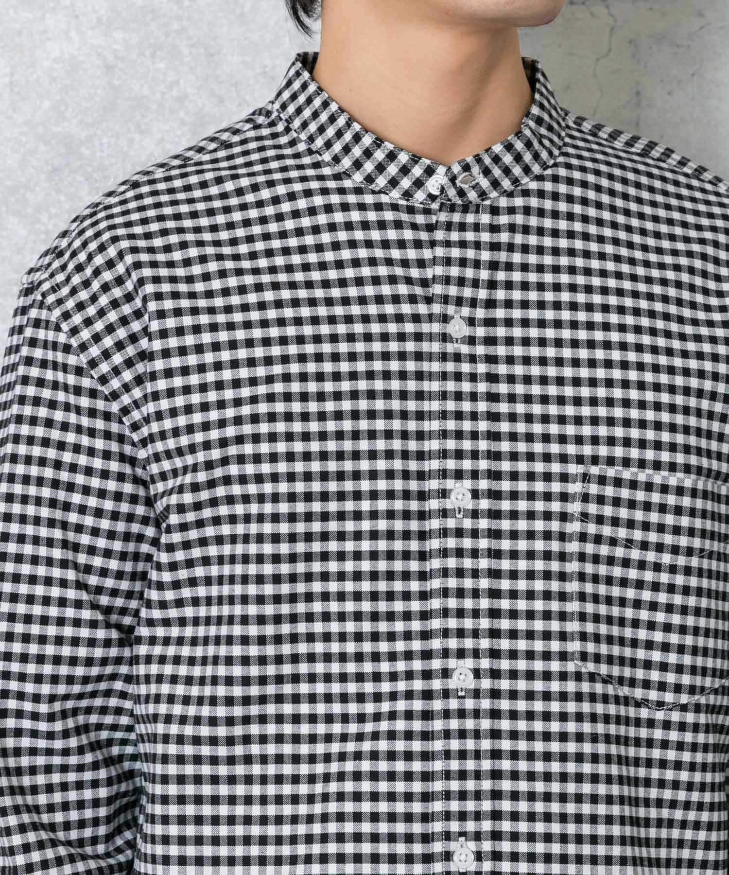 『WEB限定』『XXLサイズあり』『抗菌/消臭』ハイパフォーマンスオックスバンドカラーシャツ BLK CHECK M