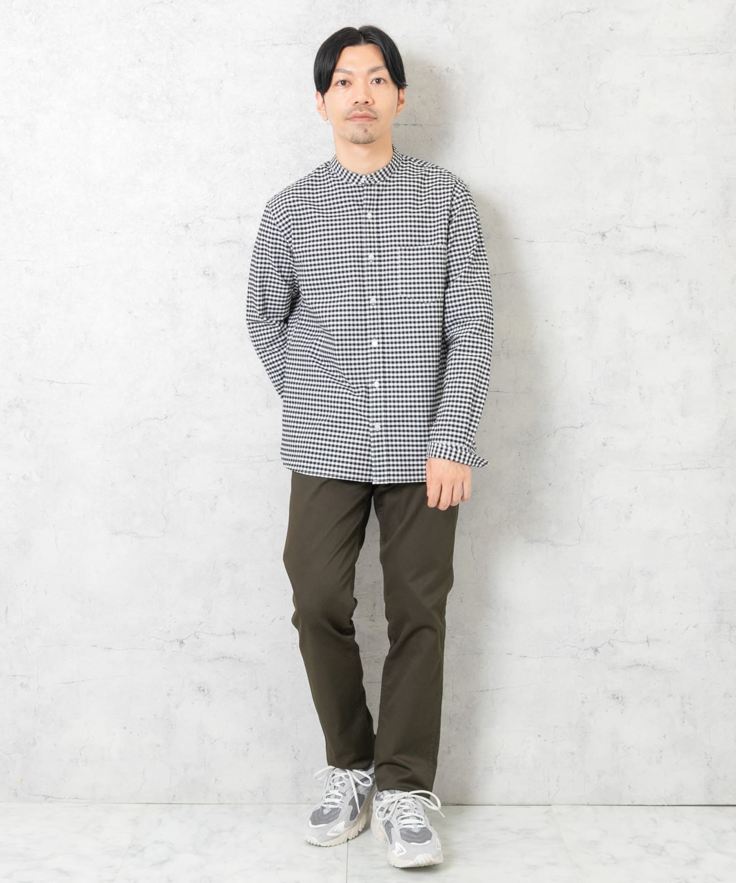 『WEB限定』『XXLサイズあり』『抗菌/消臭』ハイパフォーマンスオックスバンドカラーシャツ BLK CHECK M