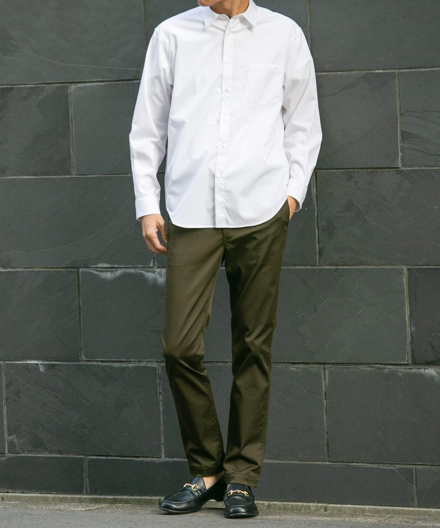 『SHORT(9分丈)サイズ / XLサイズあり』スリムストレッチテーパードチノパンツ KHAKI M