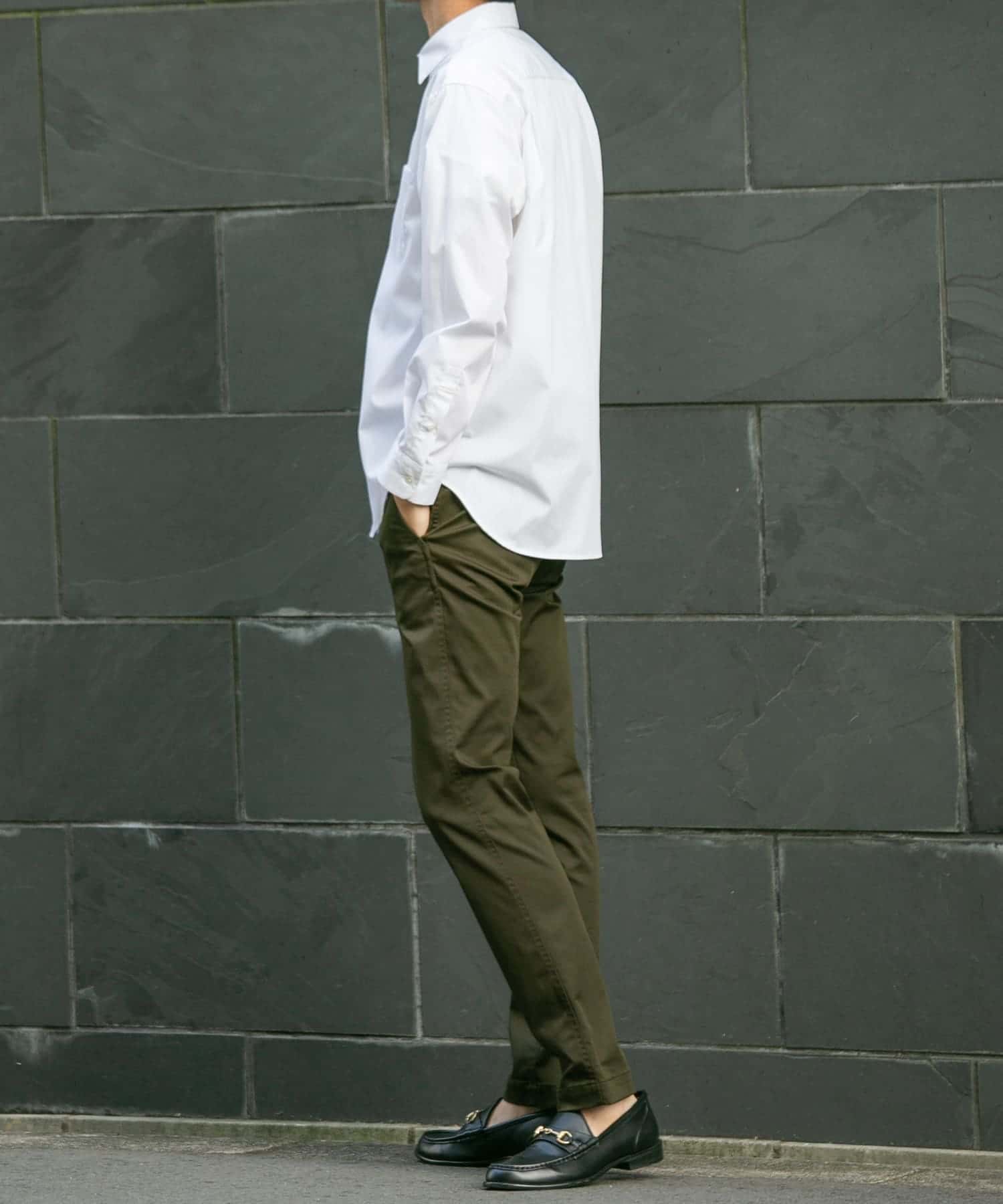 『SHORT(9分丈)サイズ / XLサイズあり』スリムストレッチテーパードチノパンツ KHAKI M