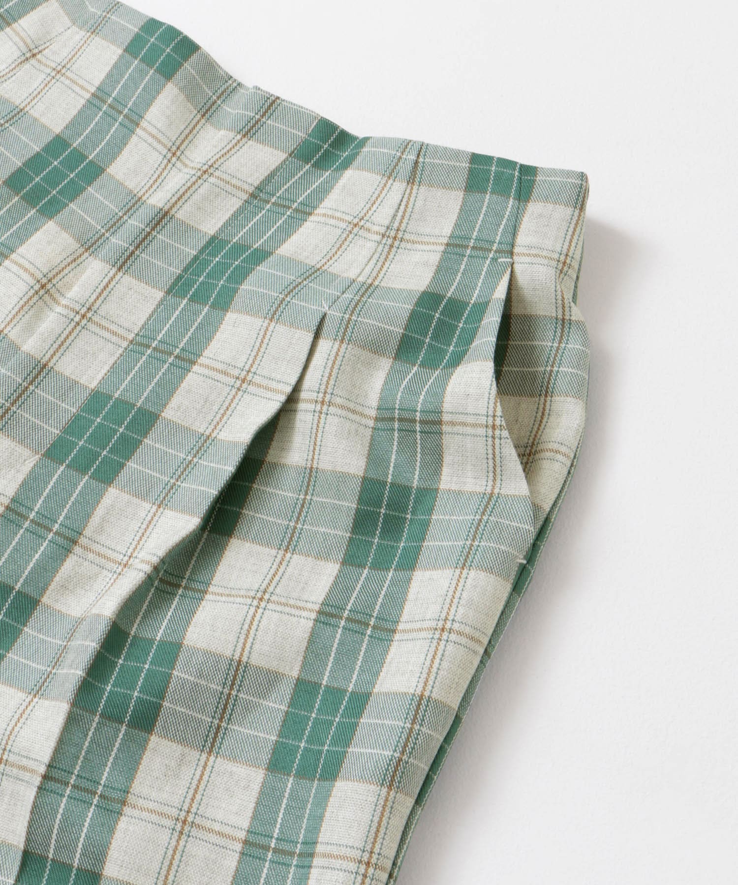 カラーチェックワイドパンツ GREEN 38