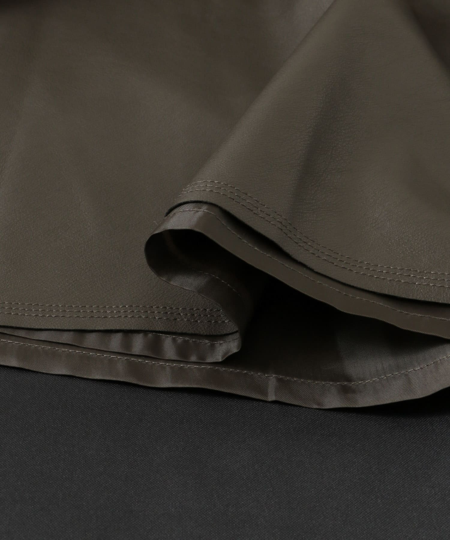 ウォッシャブルフェイクレザーフレアスカート KHK.BROWN FREE