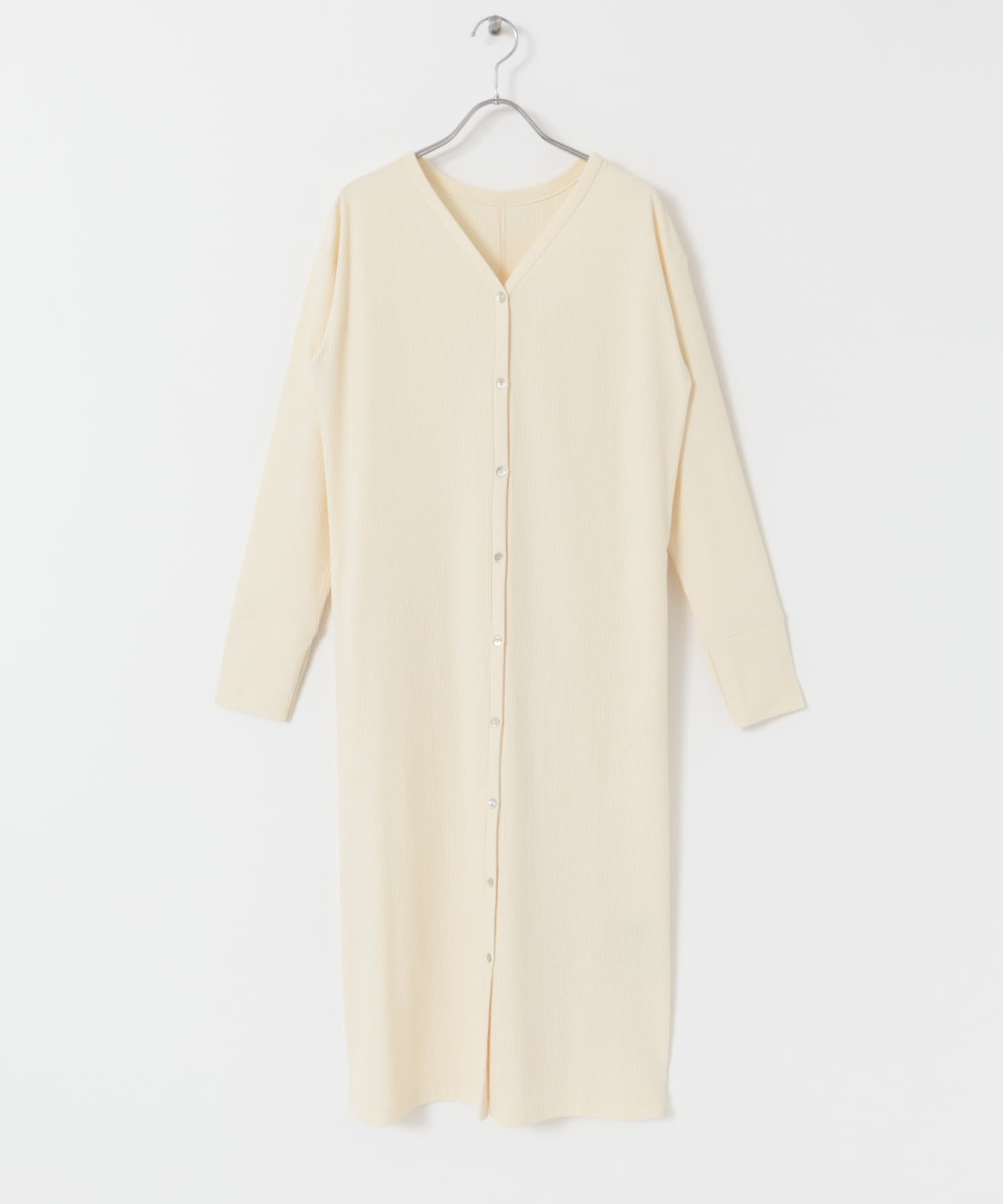 2wayネックリブカットソーワンピース OFF WHITE FREE