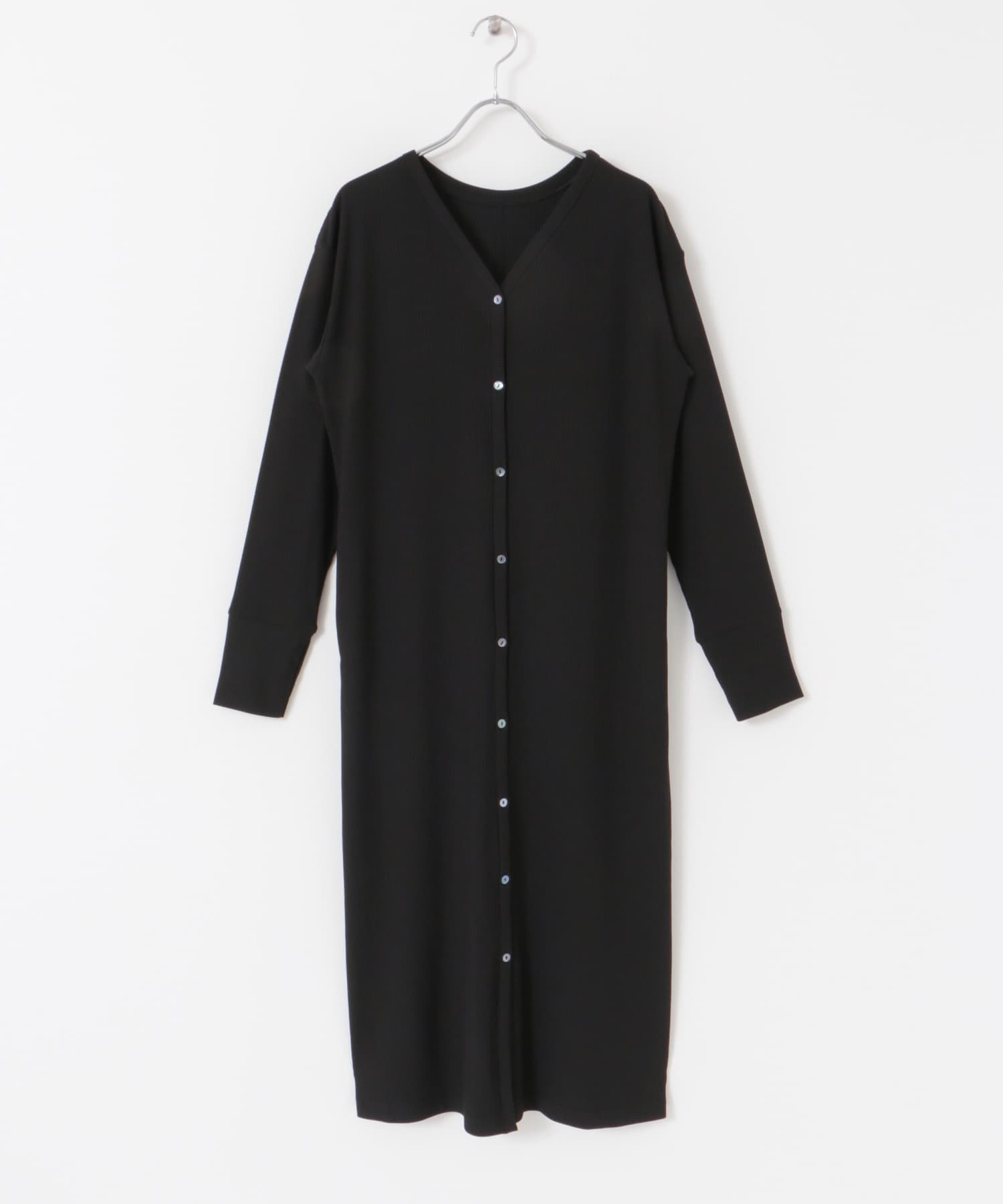 2wayネックリブカットソーワンピース BLACK FREE
