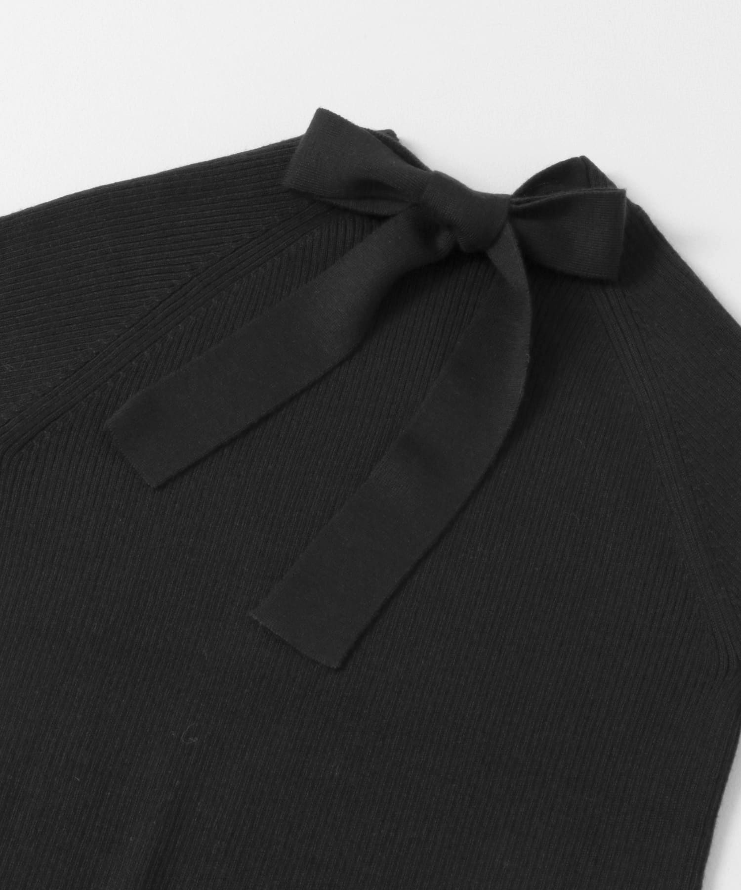バックリボンハイネックリブニット BLACK FREE