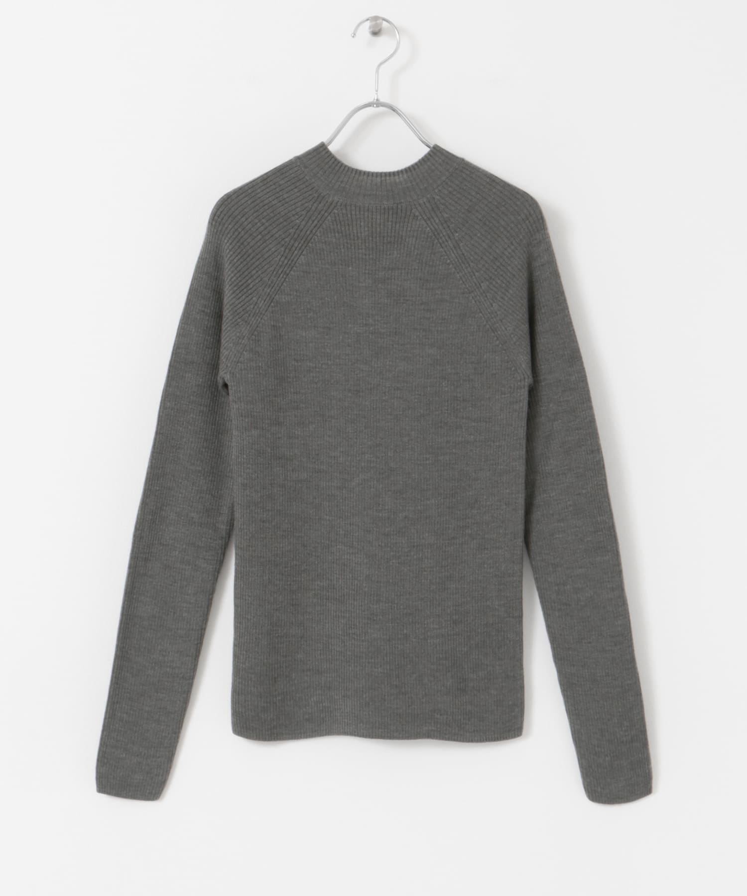 バックリボンハイネックリブニット GRAY FREE