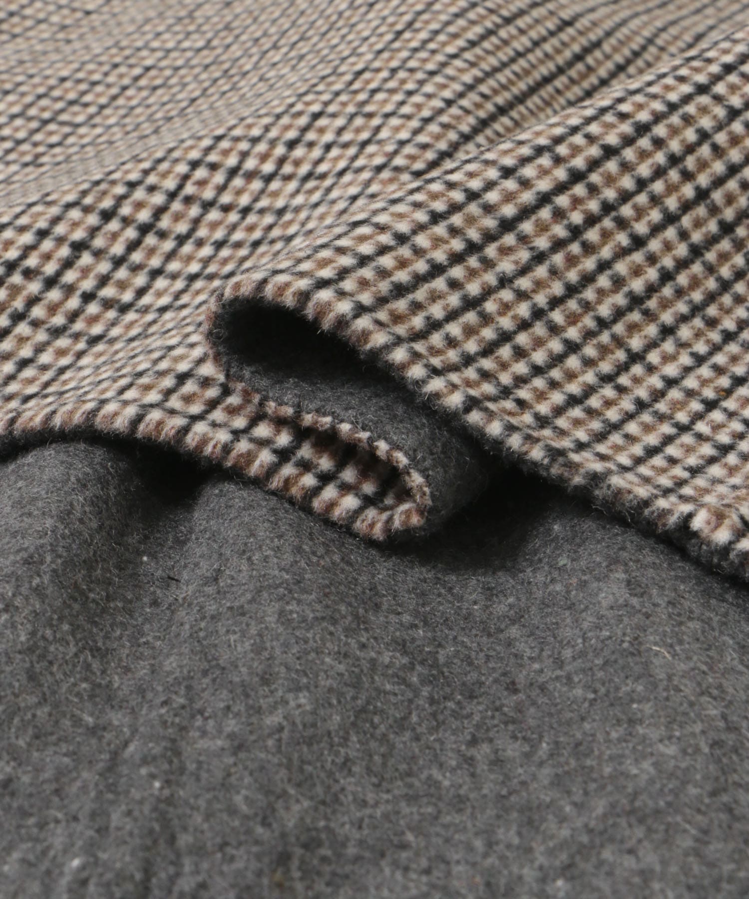 チェック×無地台形リバースカート beg×gry 36