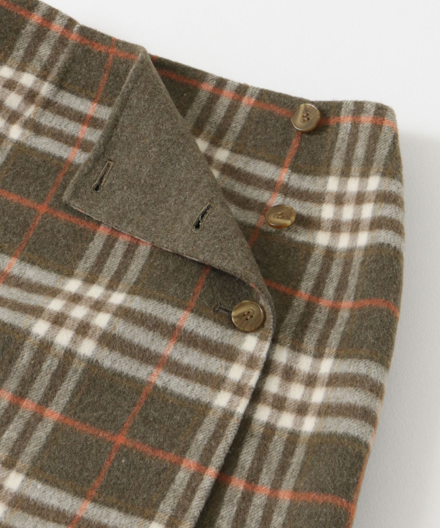 チェック×無地台形リバースカート khk×khk 36