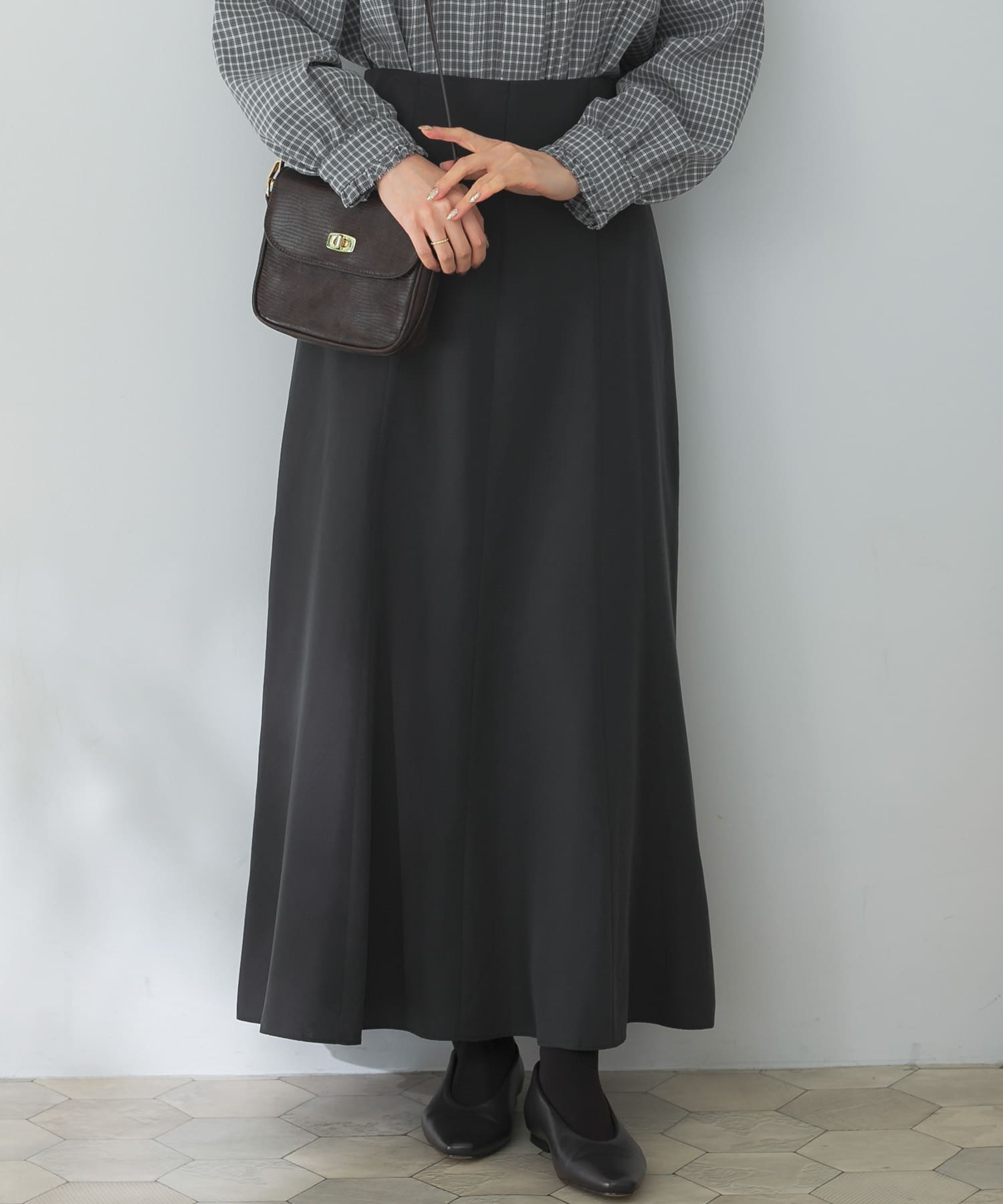 ハイウエストナローフレアスカート