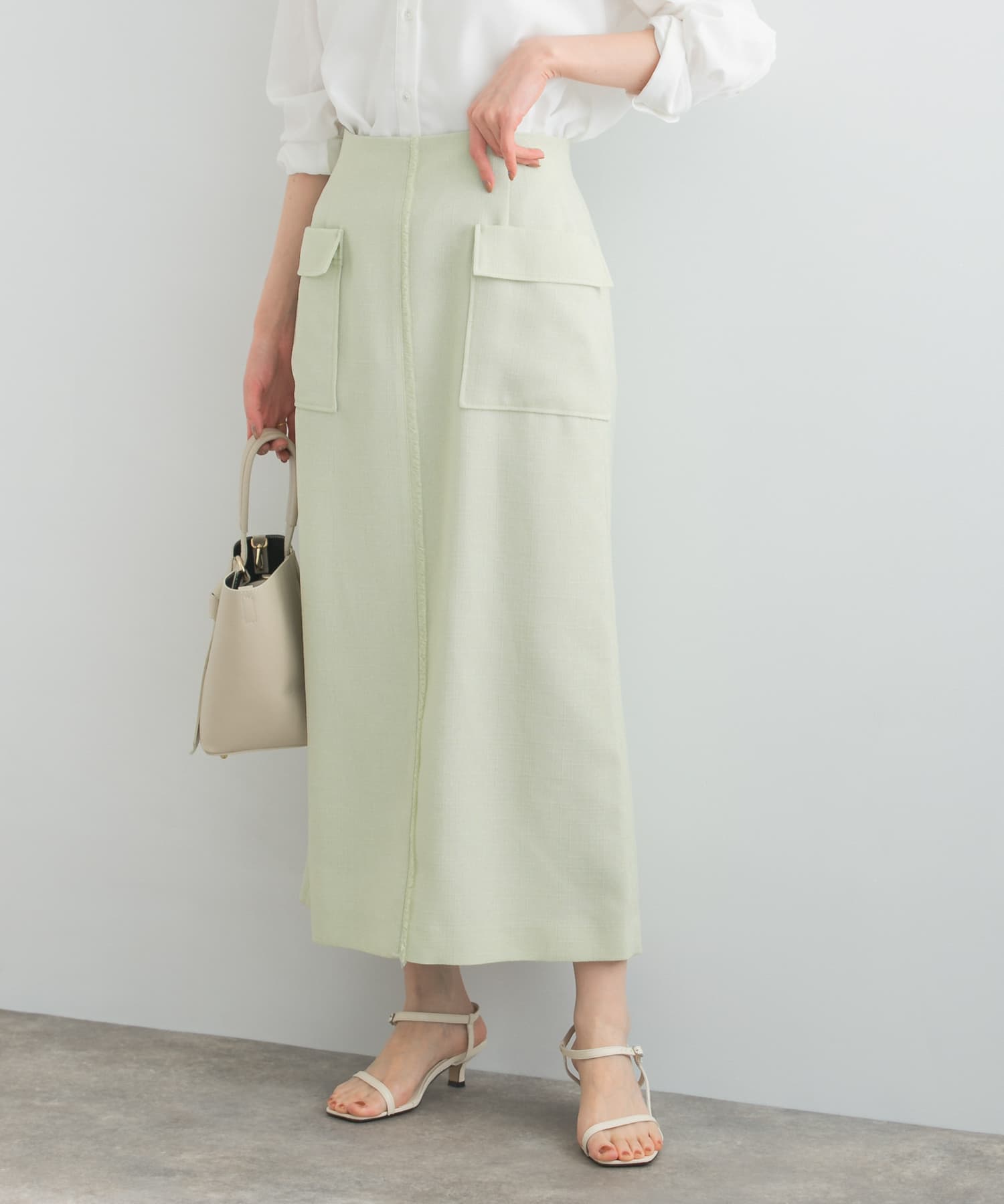 リネンライクポケットストレートスカート