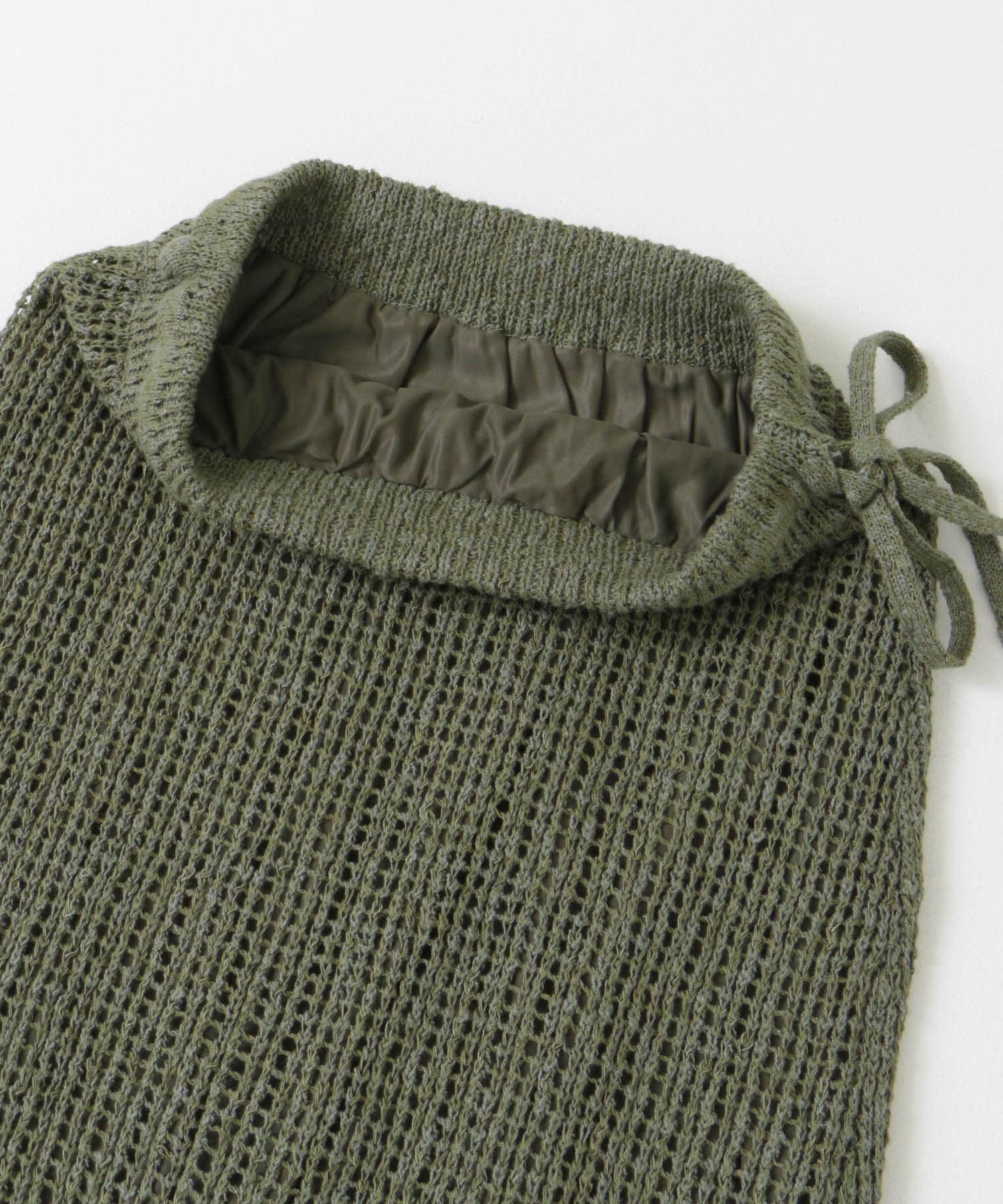 サイドスリットニットレーススカート KHAKI FREE