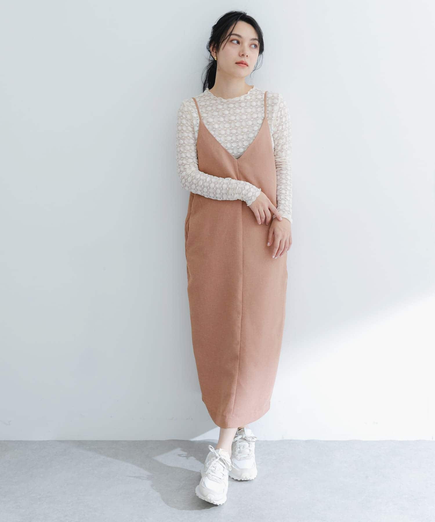 バックデザインリネンライクキャミワンピース(FREE PINK): ワンピース