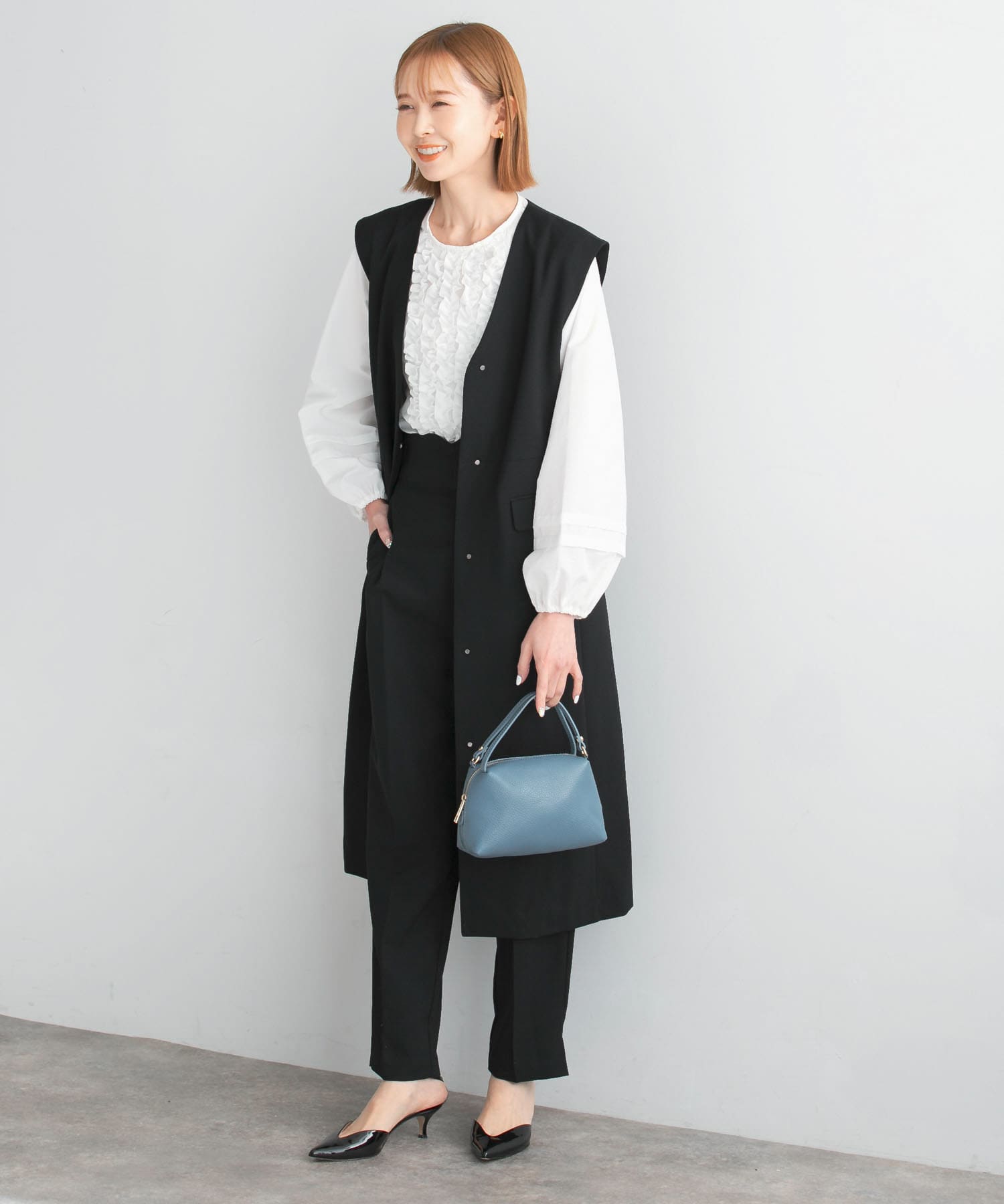 ベルト付ジレワンピース