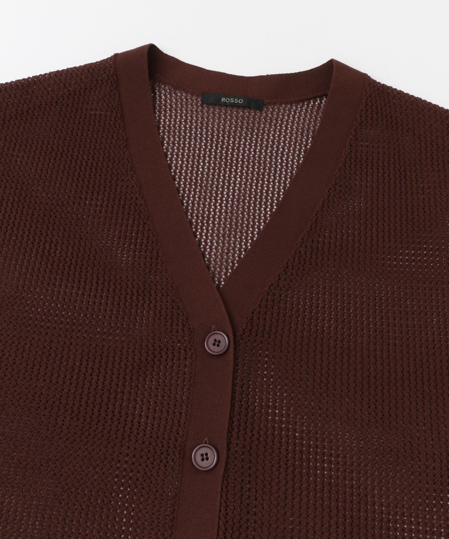 メッシュ編みカーディガン RED BROWN FREE